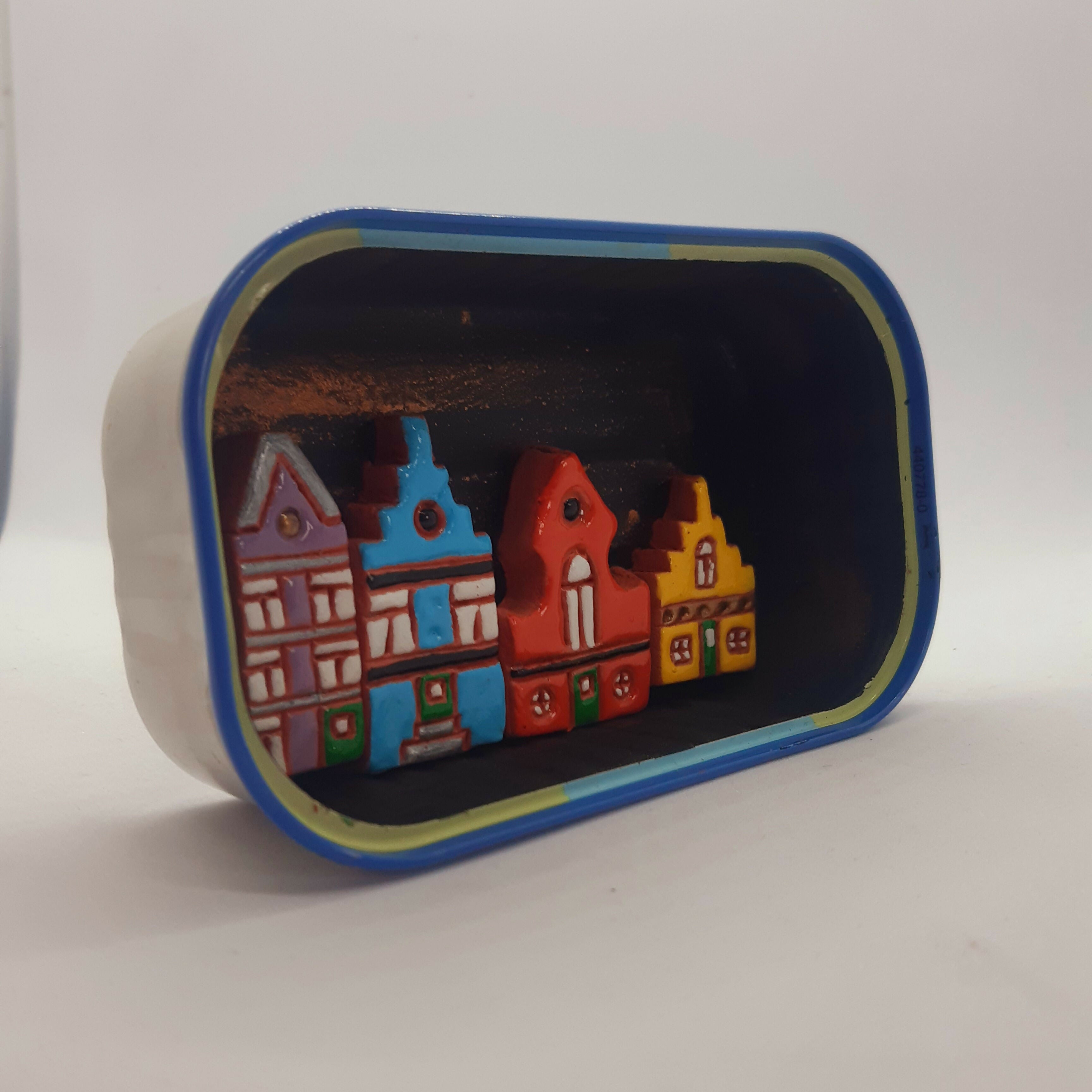 Colourful Dutch House Row Metal Tin