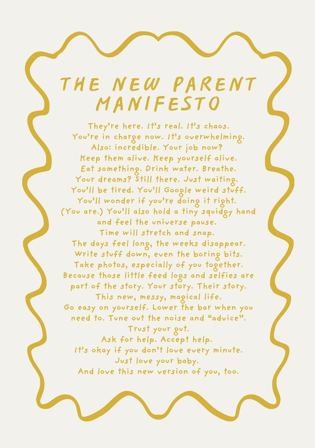 New Parent Manifesto A5 Art Print