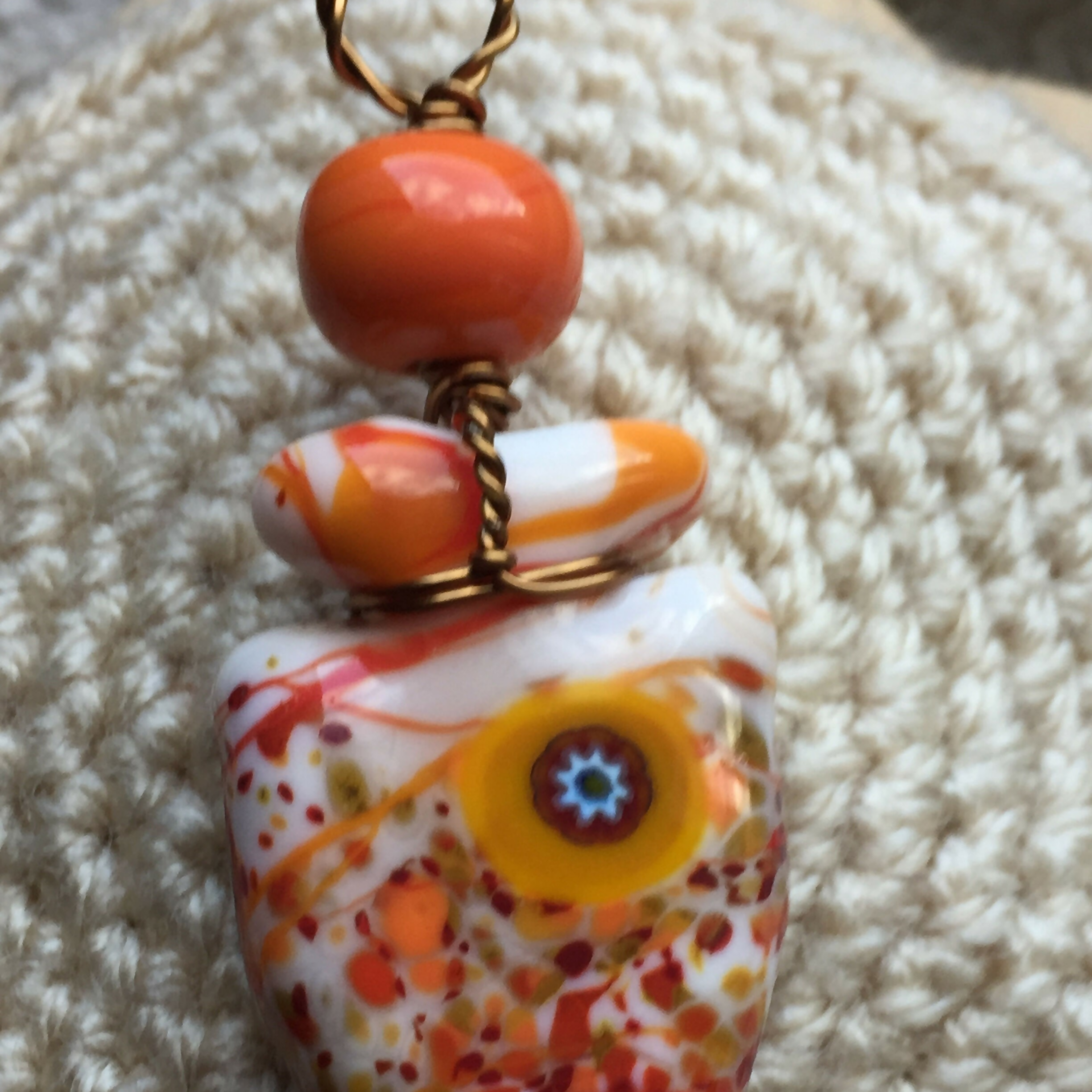 LKR187 Lampwork Arrowhead Pendant Necklace