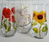 Hand Painted Glass vase, Choice of Flowers.
