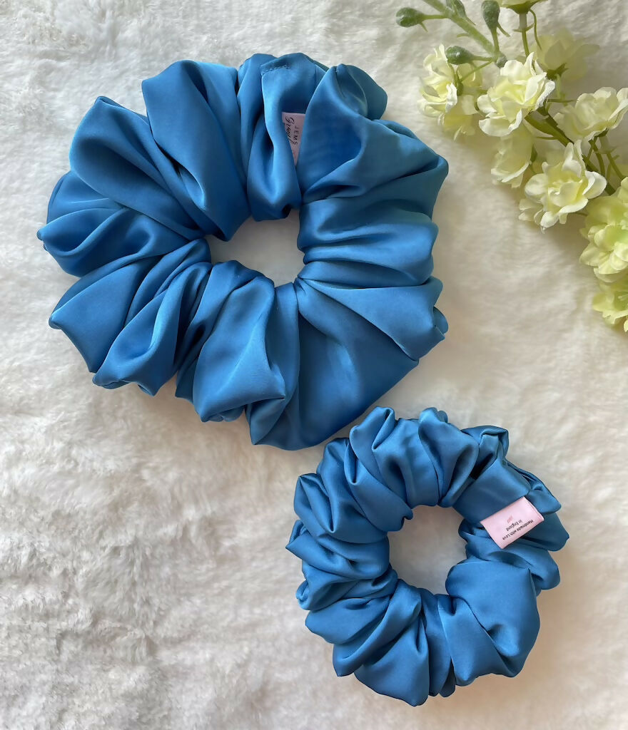 Royal Blue Silk Scrunchies