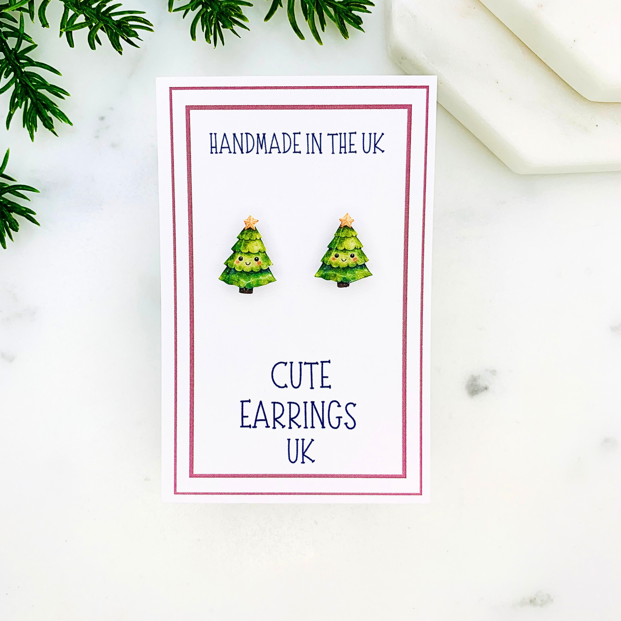 Cute Christmas Tree Stud Earrings.