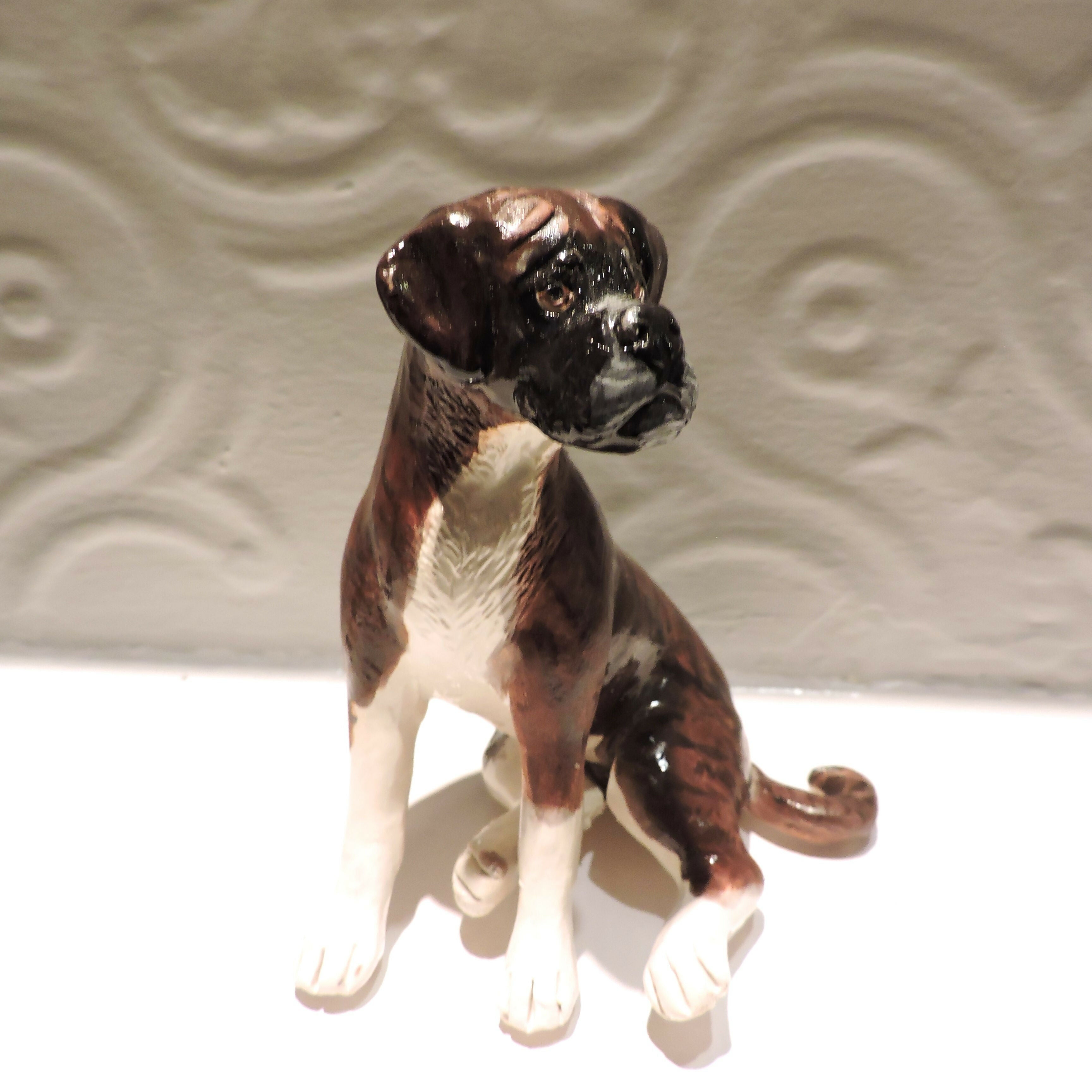 Ceeamic brindle boxer dog sculpture