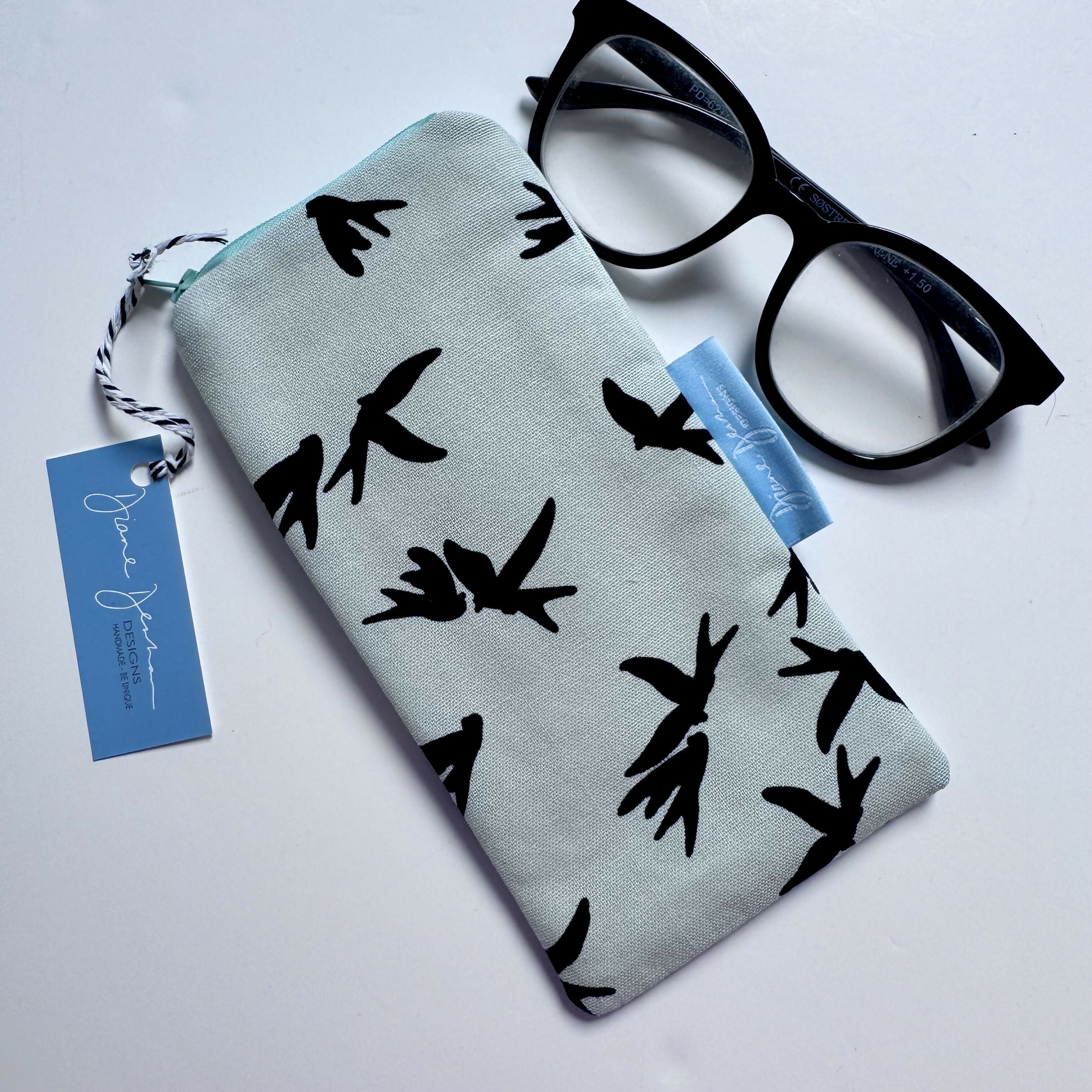 Glasses Case - Mint Birds