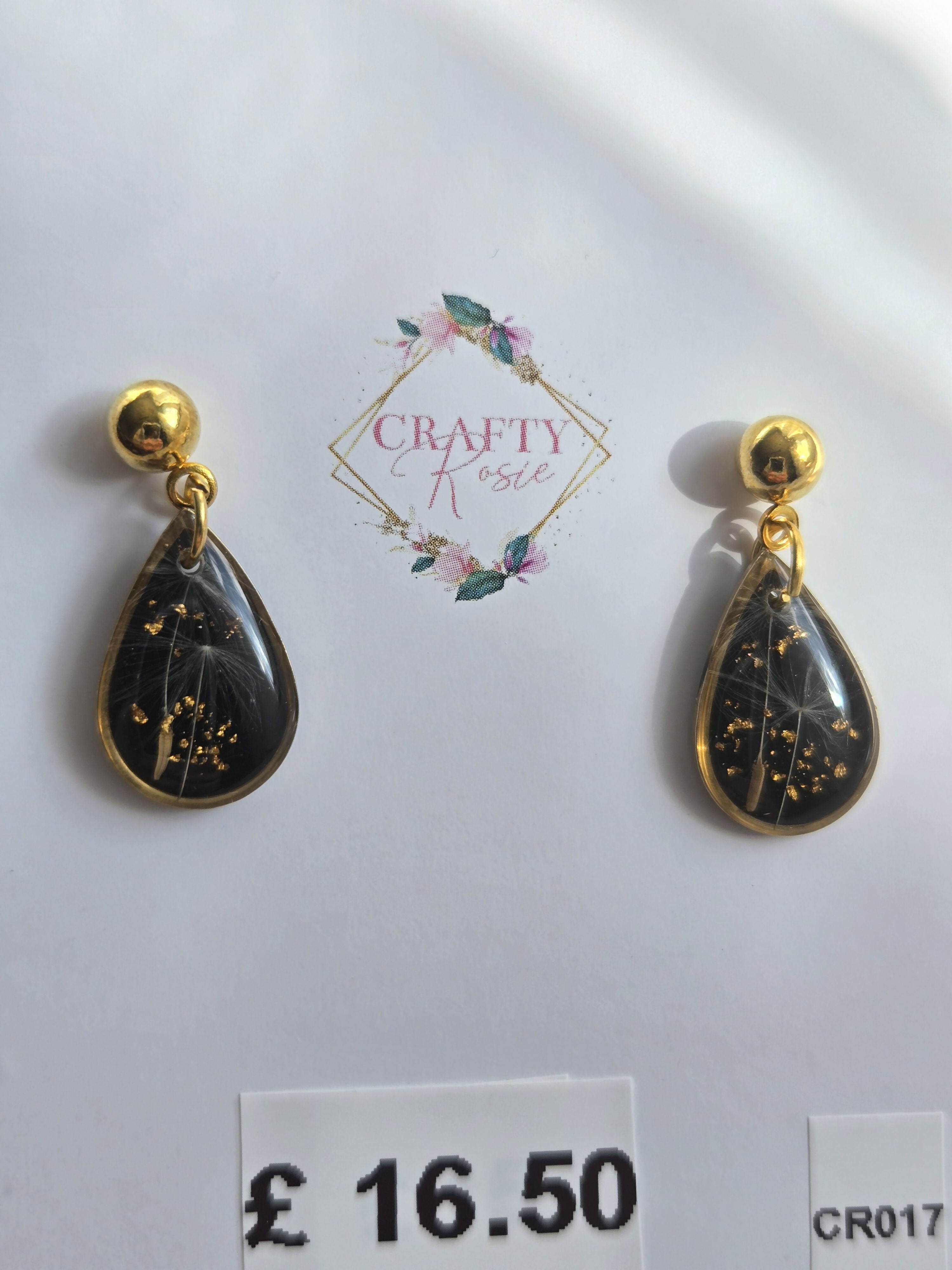 Stainless Steel Real Dandelion Dangle Earrings