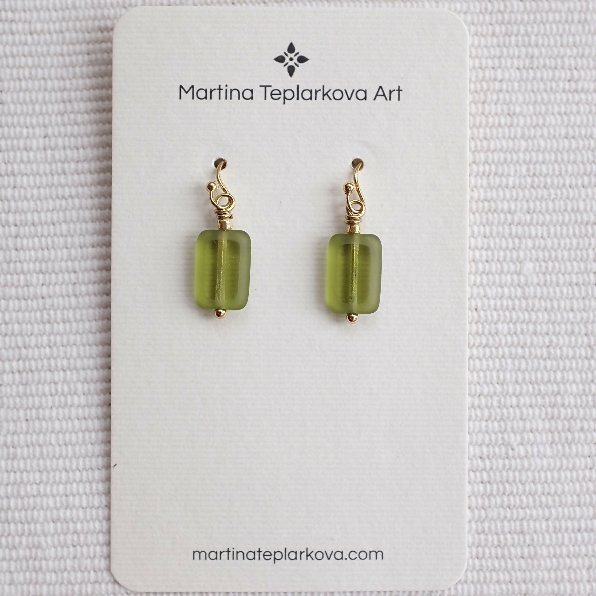 Green Rectangle Earrings