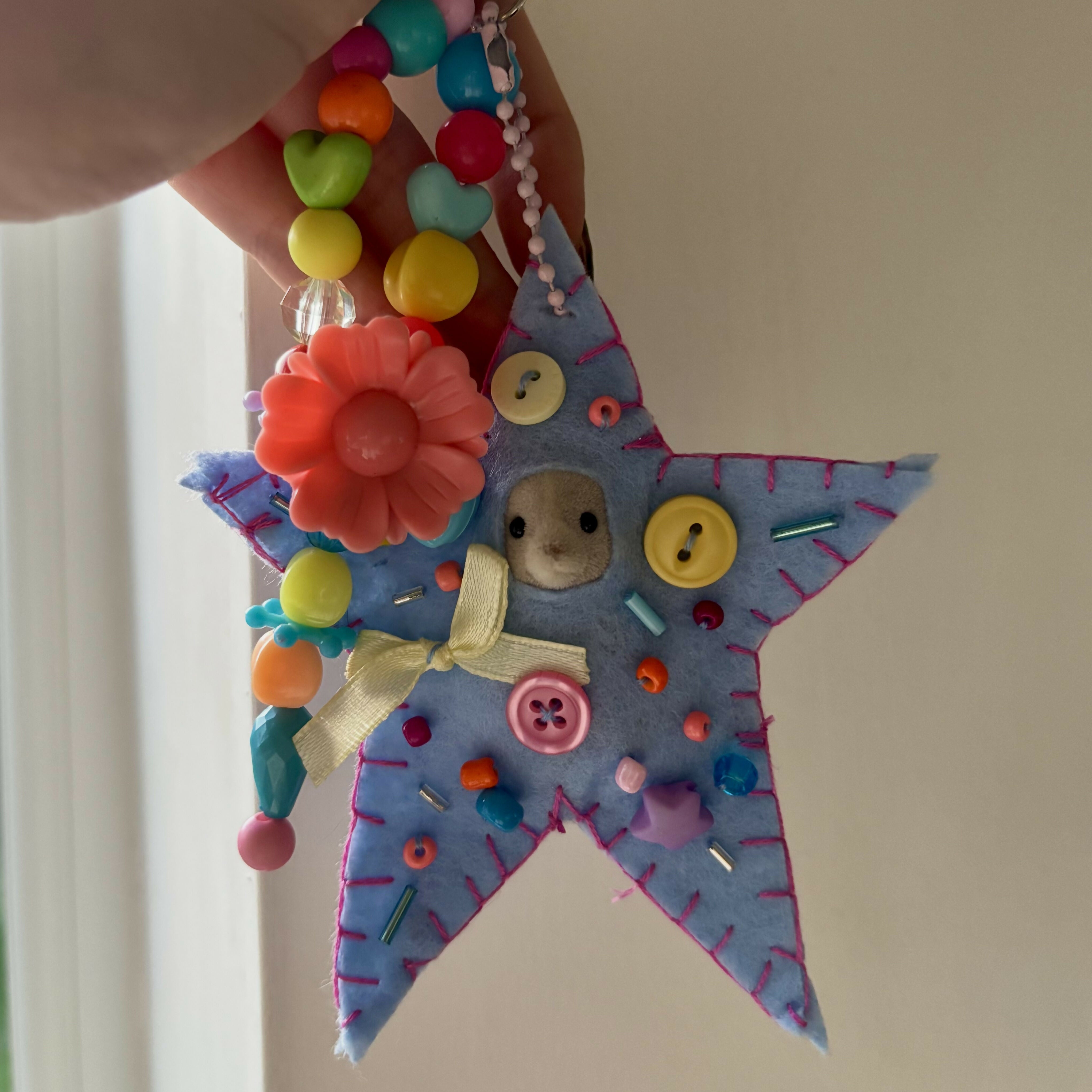 Blue star felt Keyring