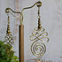 Gold Unalome Earrings; Hand Sculpted Brass Wire Spiral Buddhist Boho Thai Earrings