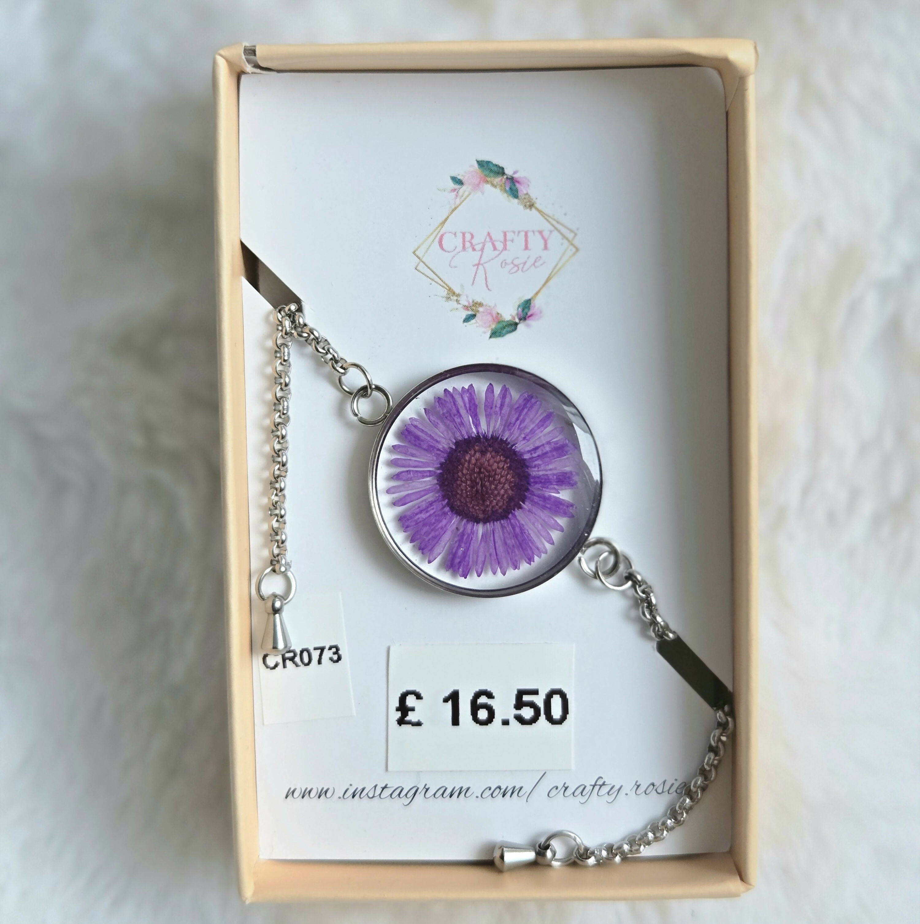 Stainless Steel Real Dried Daisy Bracelet