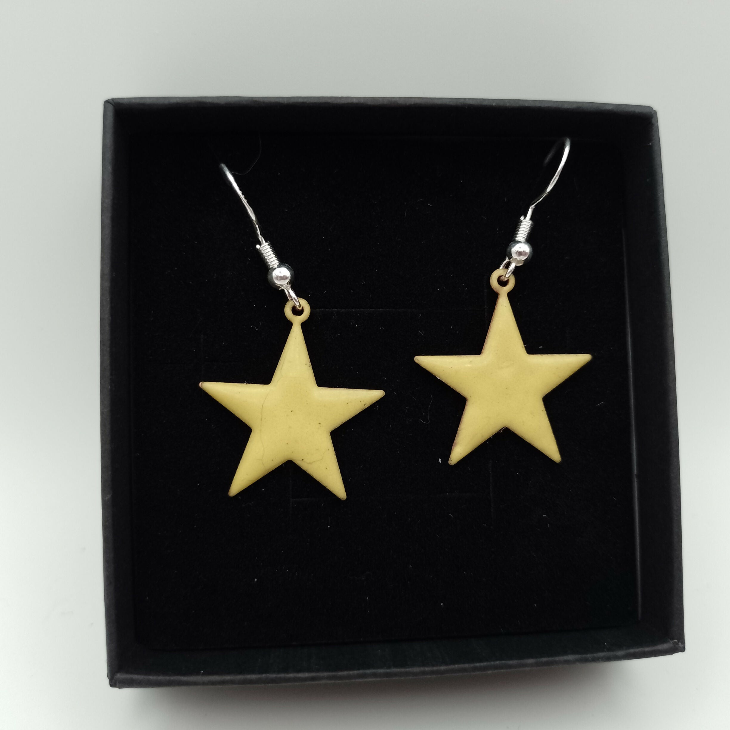Yellow Enamel Star Earrings