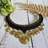Black Macrame & Gold Brass Wire Spiral Choker; Egyptian Queen Tribal Statement Thai Jewellery
