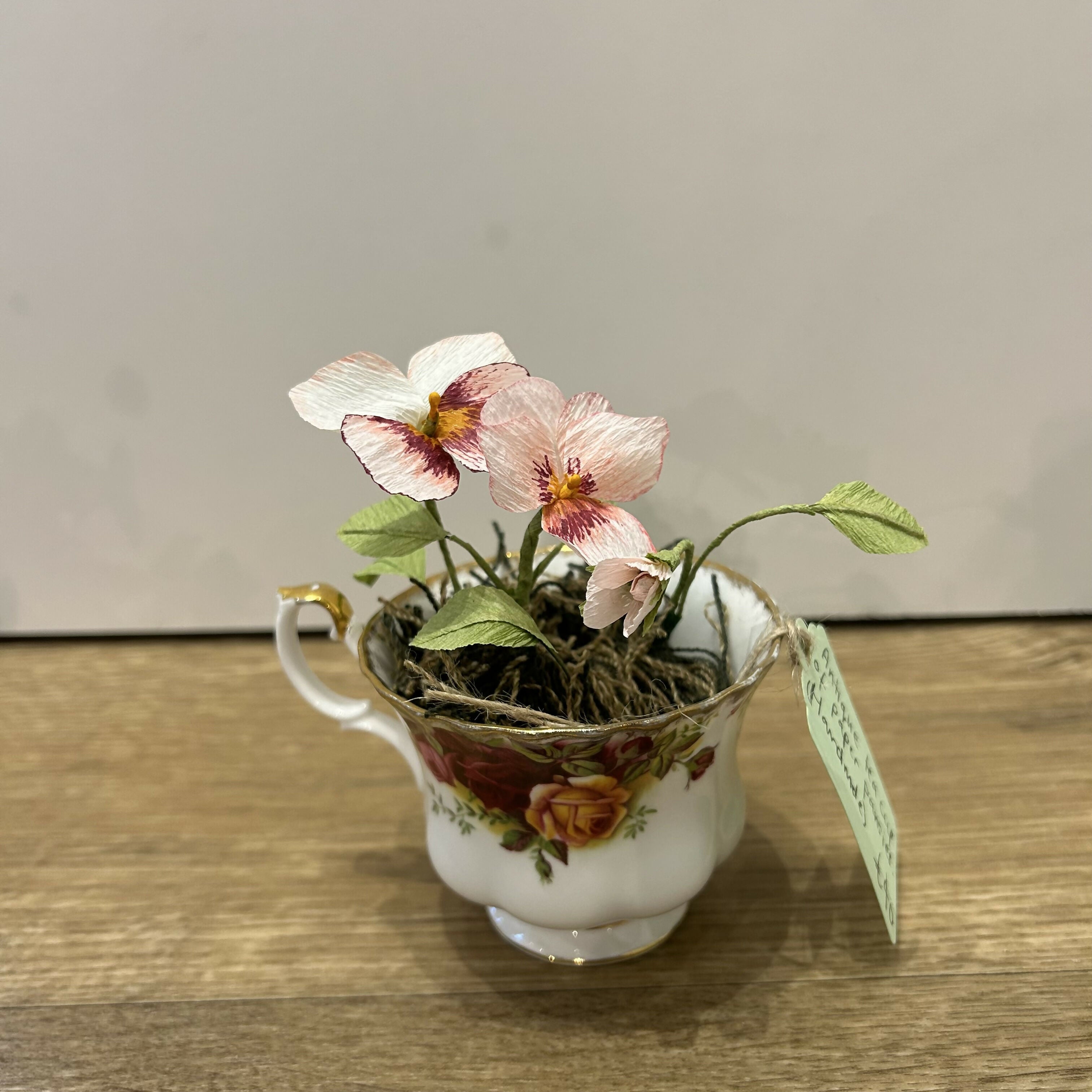 Tea Cup of Paper Pansies