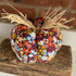 Rustic Floral Fabric Pumpkin Decoration, Handmade Autumn Ornament