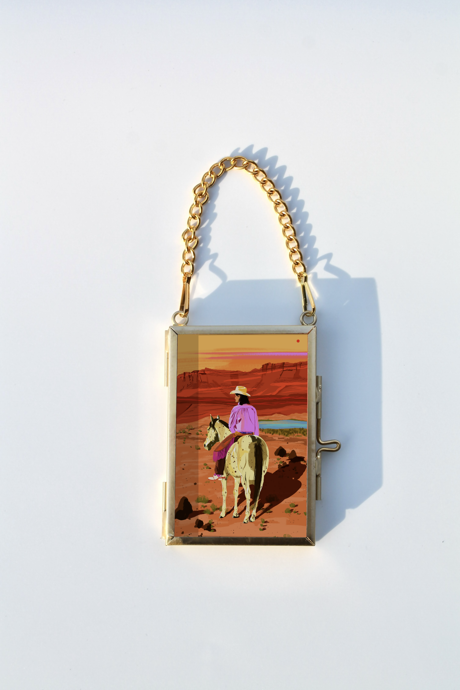 Gold Glass Mini Framed Cowgirl Art