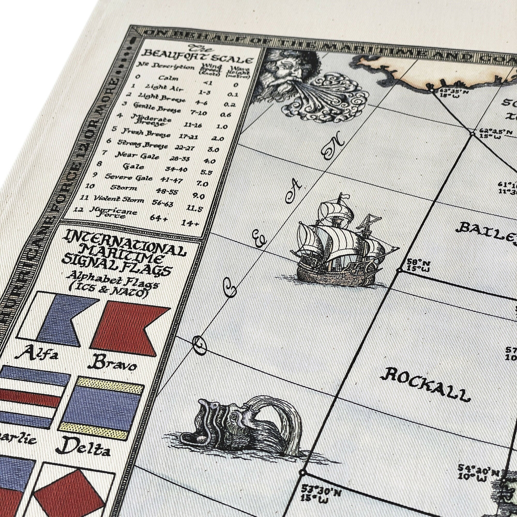 Colour Shipping Forecast Map Tea Towel