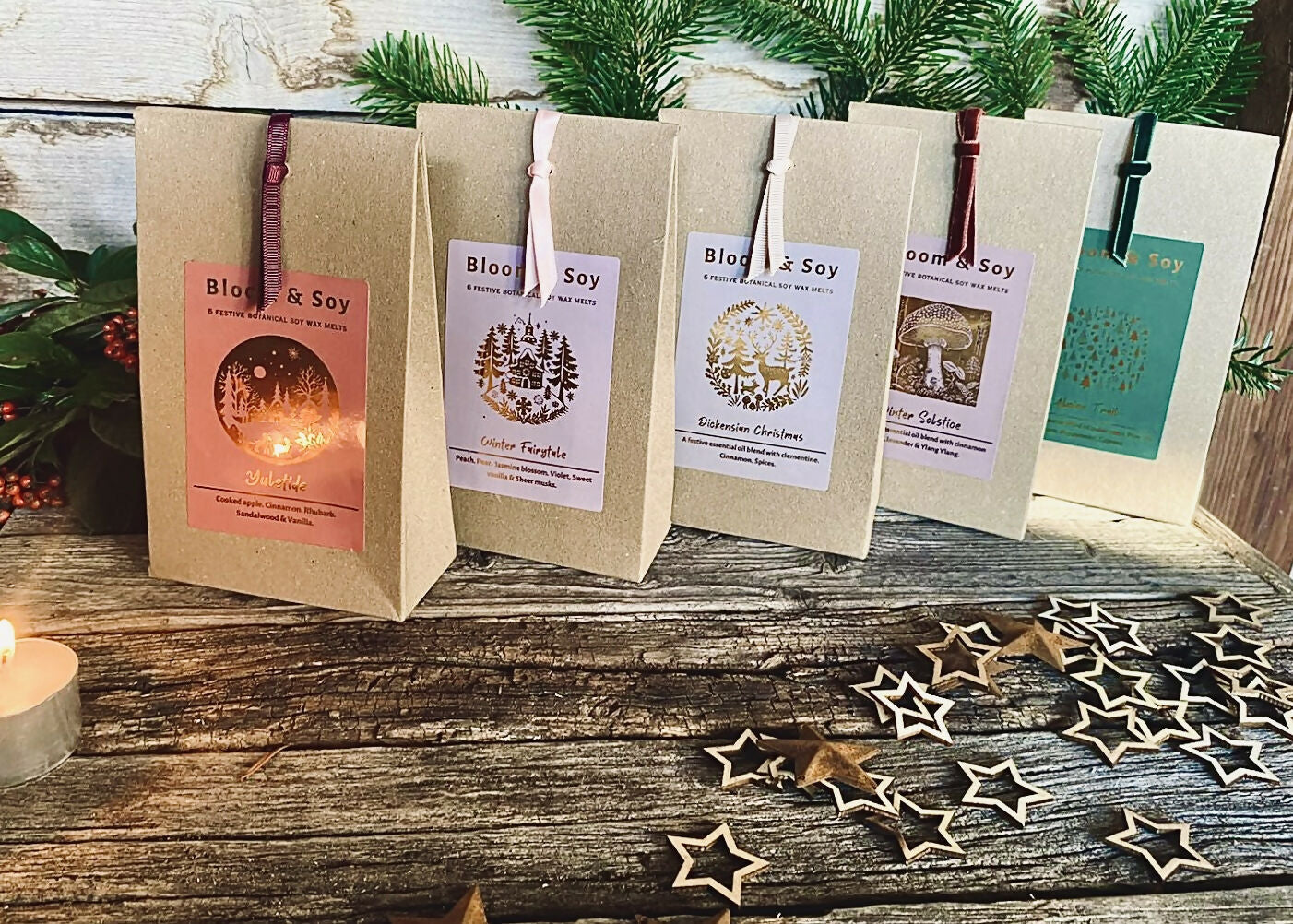 Winter fairytale , 6 Botanical Soy Wax Melts in Eco Gift Box.