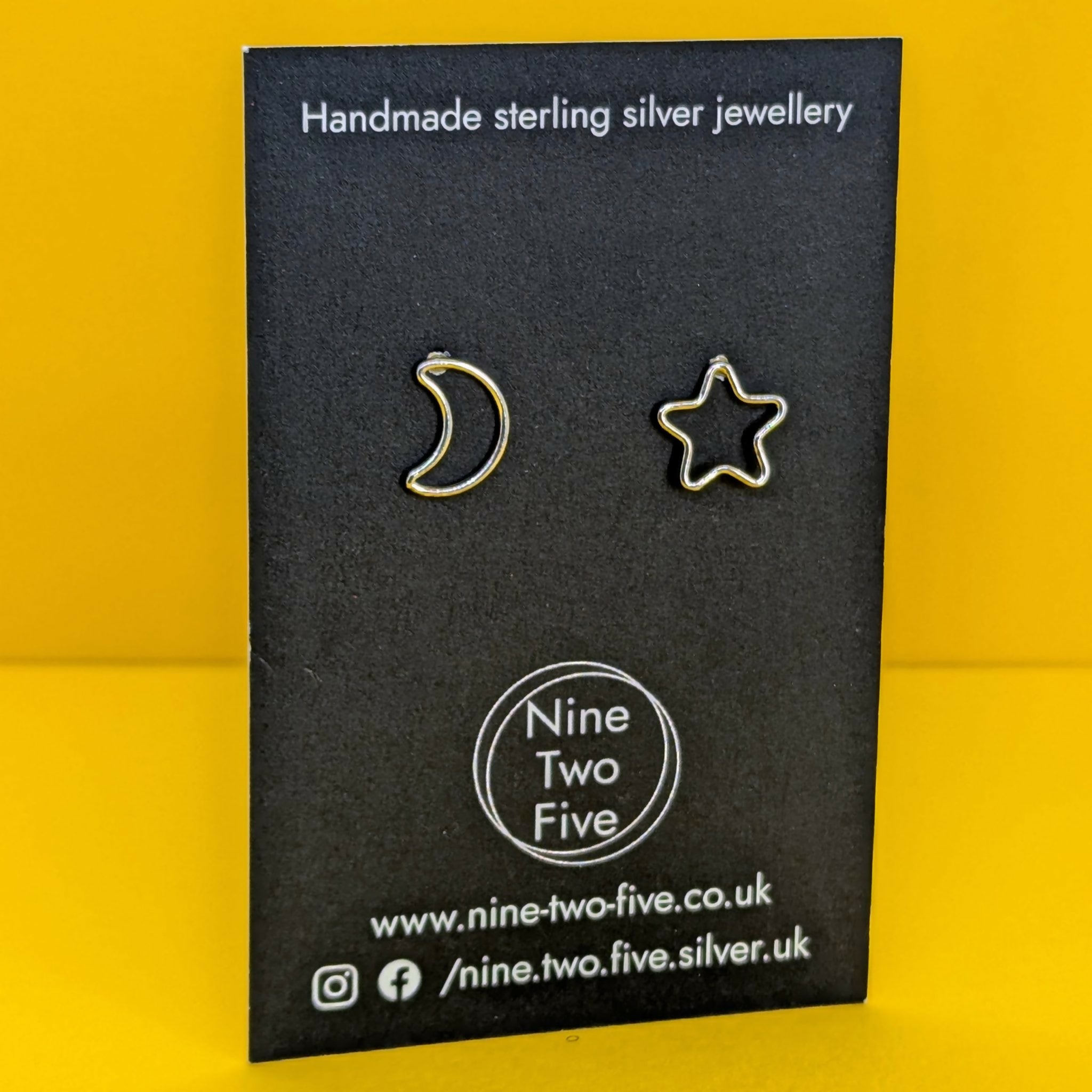 ‘Luna Light’ Sterling Silver Moon-Star Stud Earring