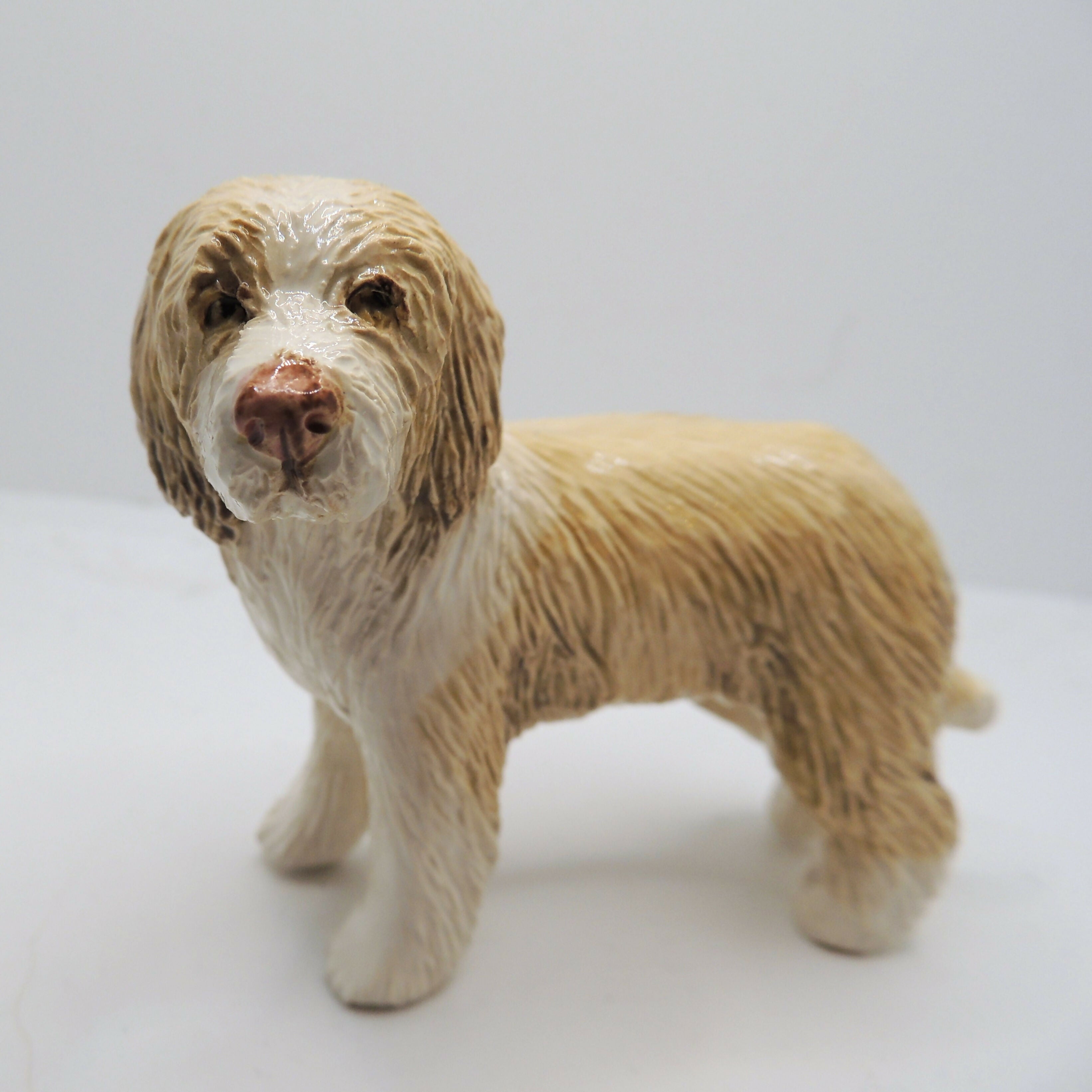 Ceramic Bearded Collie Sculpture, Fawn