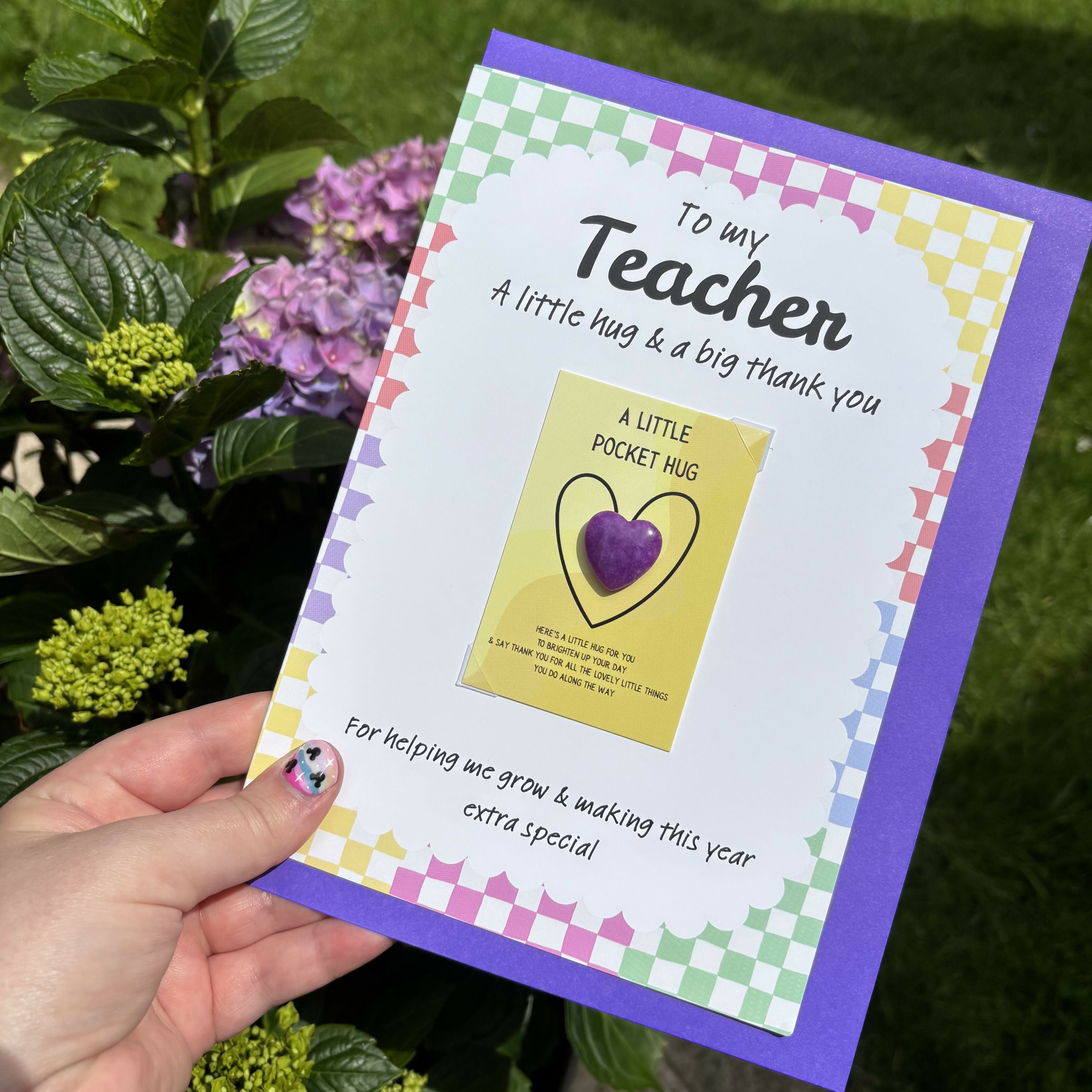 Teacher Pocket Hug Thank You Card A5