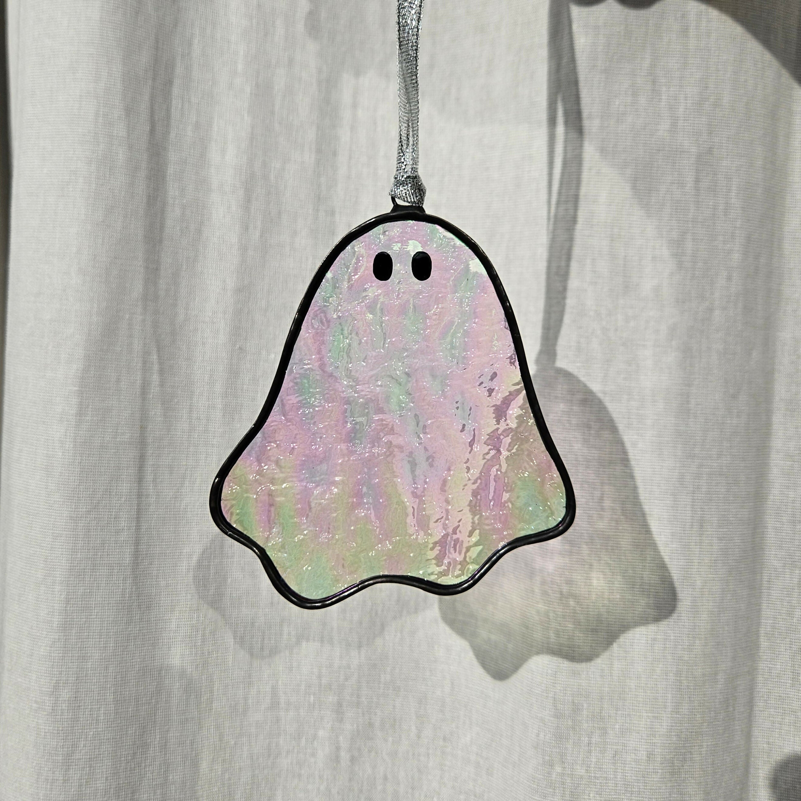 Clear Iridescent Textured Ghost Stained Glass Decoration