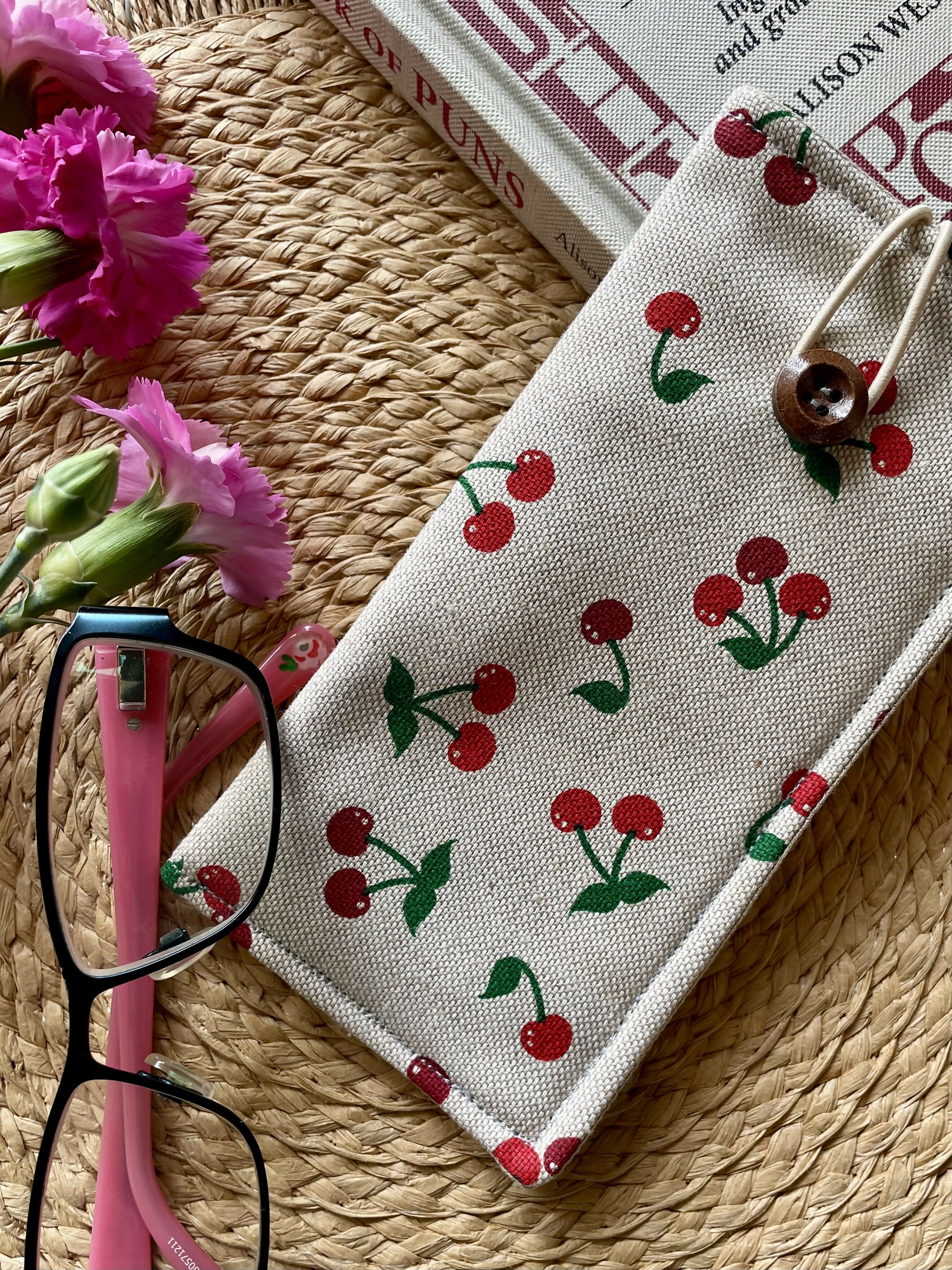 Cherry Print Design Glasses Case