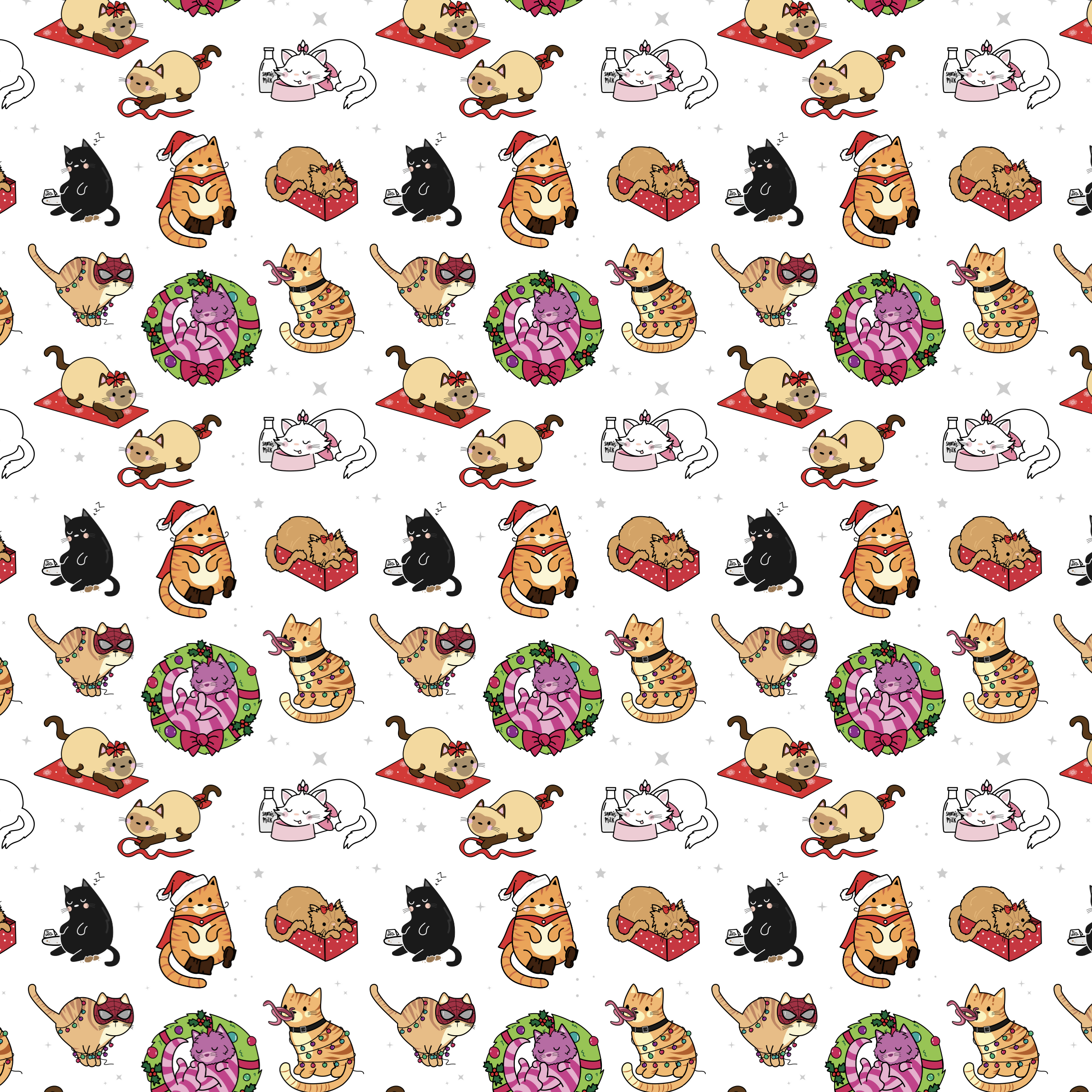 Christmas Cat Wrapping Paper - A2 Sheet