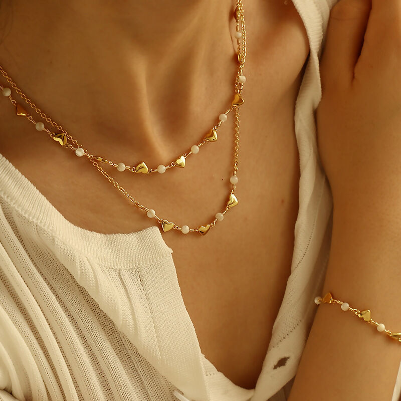 Golden Heart Bracelet | Gold & Pearl Elegance | Art & Soul