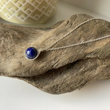 Lapis Lazuli Drop Necklace, Sterling Silver