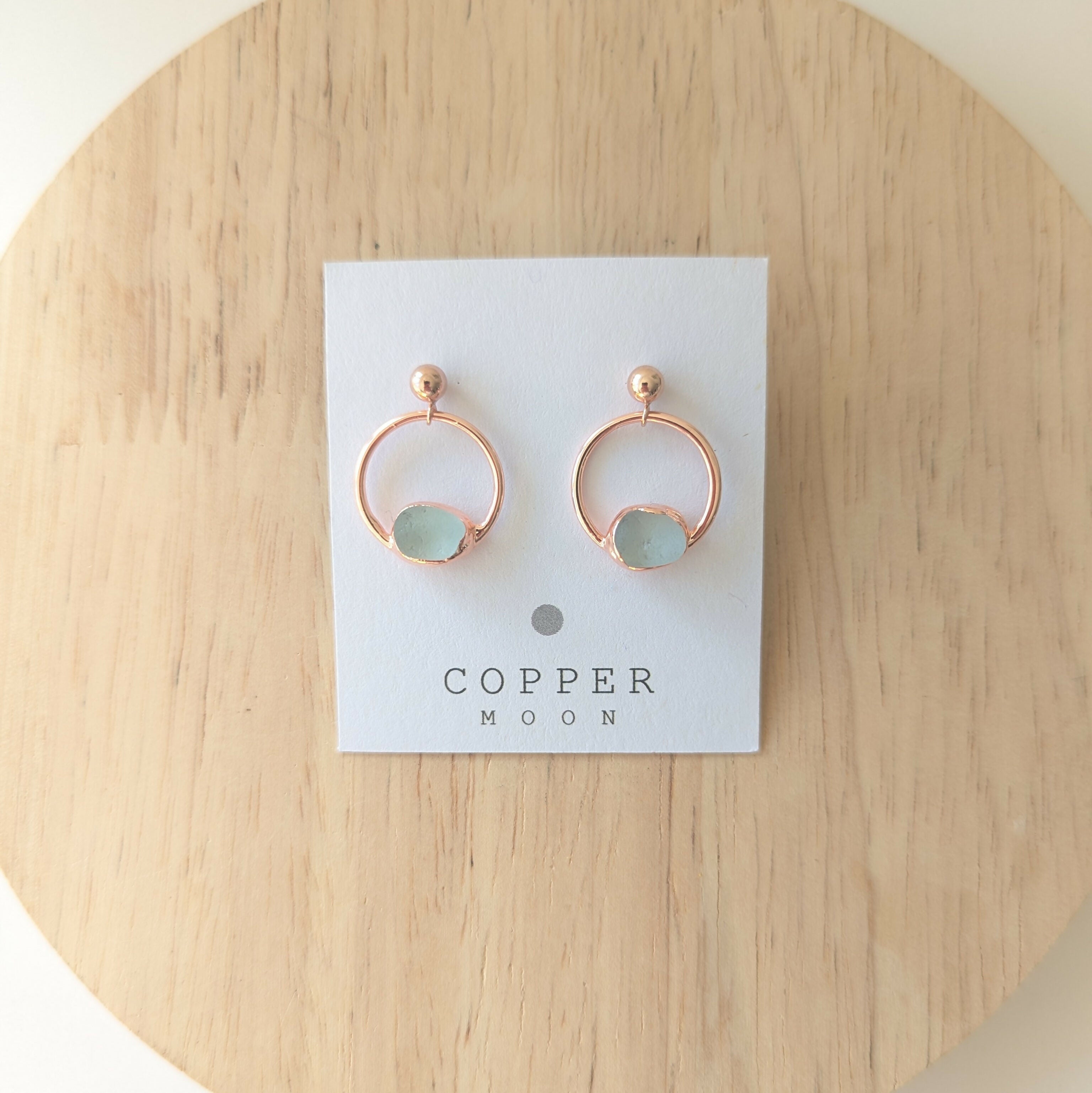Seaglass Moon Stud Earrings