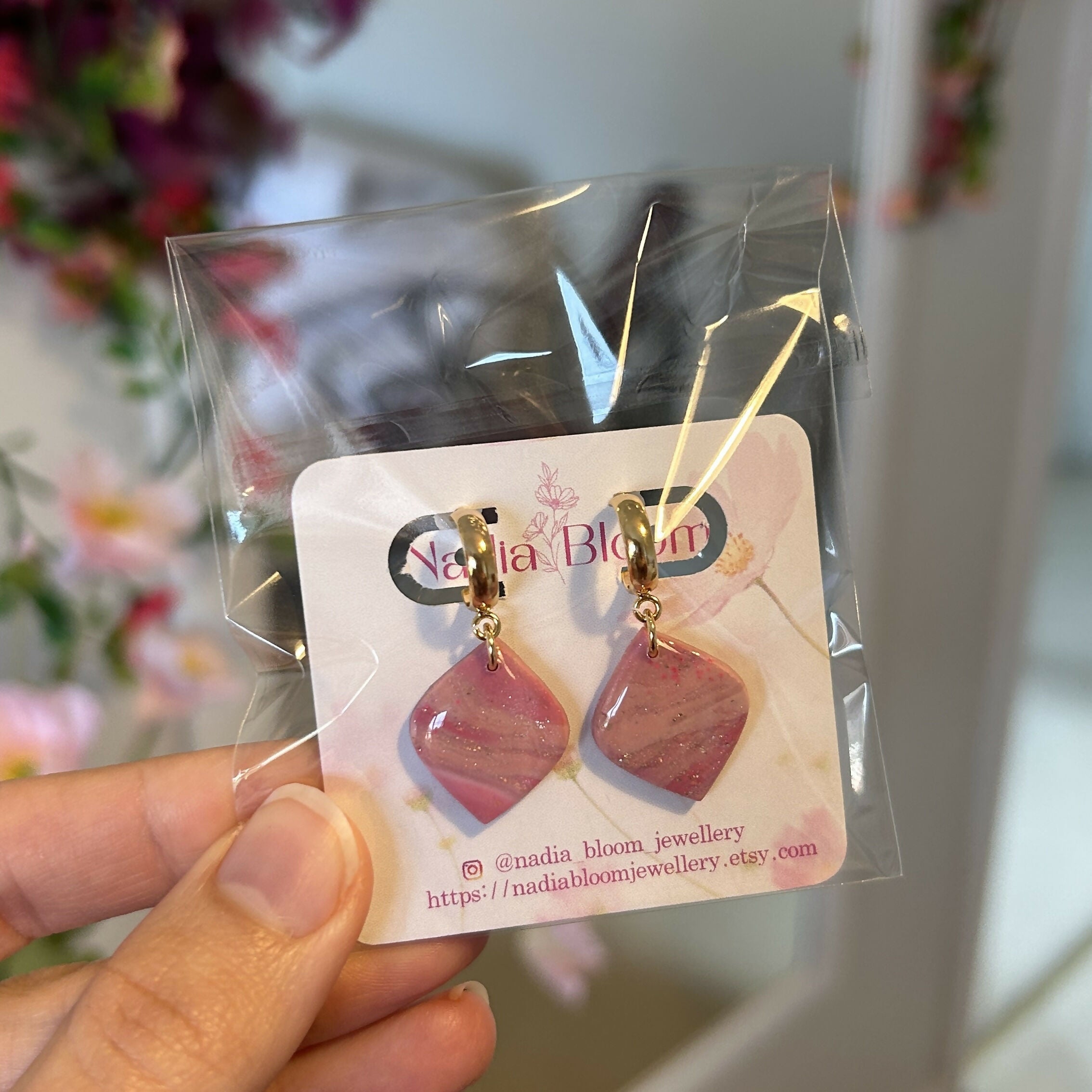 Pink Marble Pattern Earrings