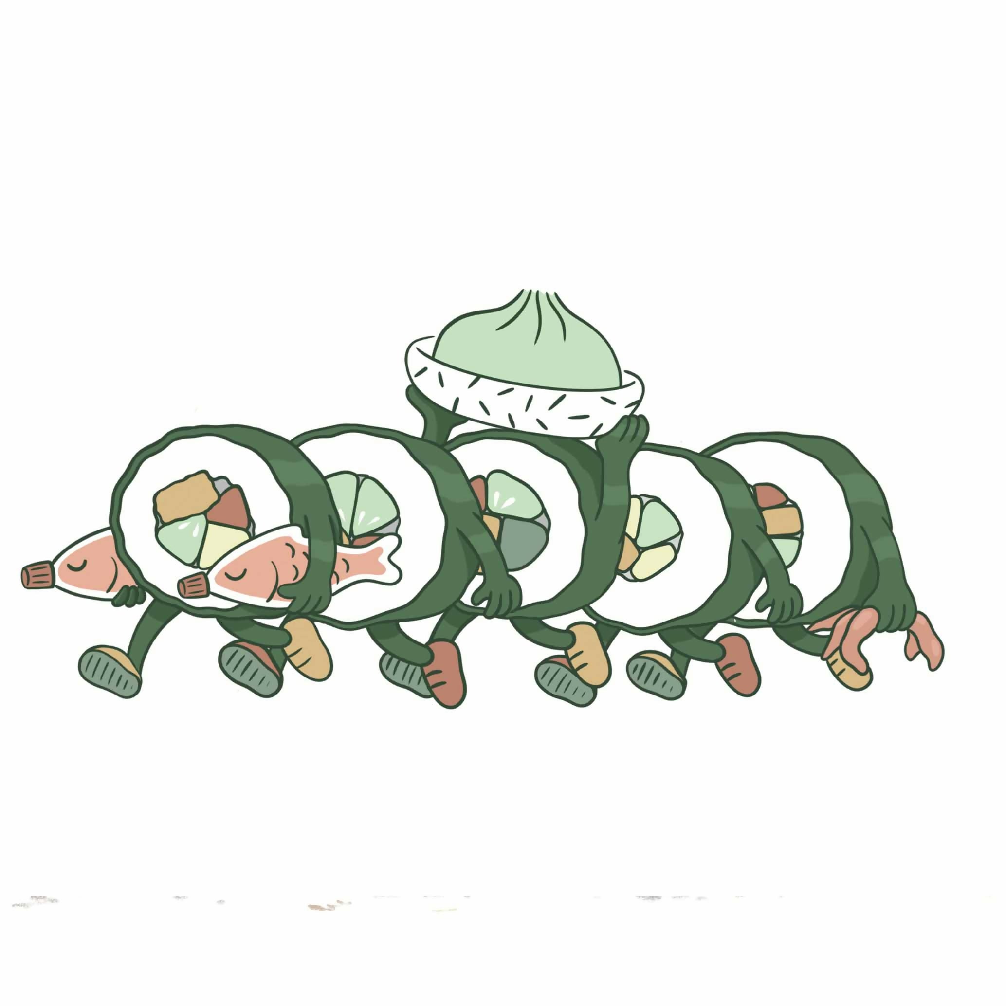 Sushi Parade - Illustrated, whimsical 15oz Mug