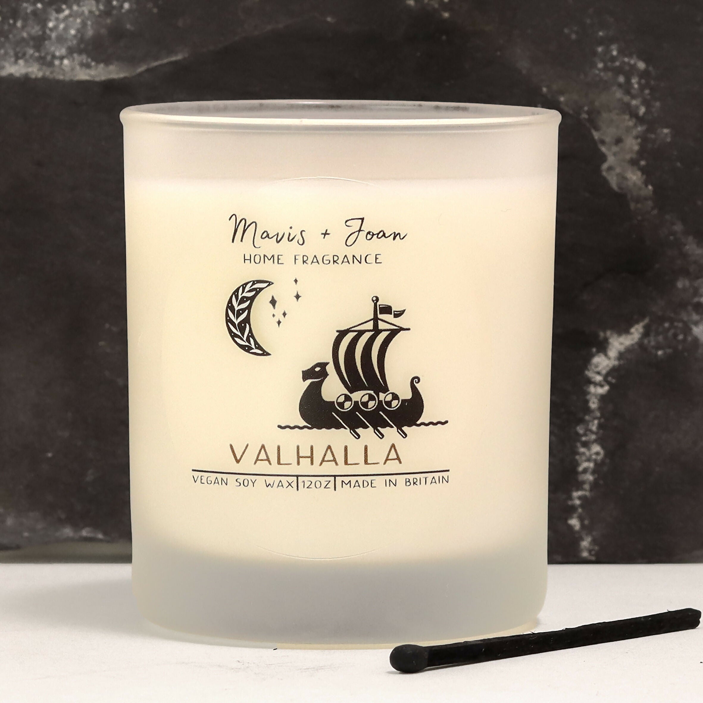 Valhalla Soy Wax Candle In A Frosted Glass Jar