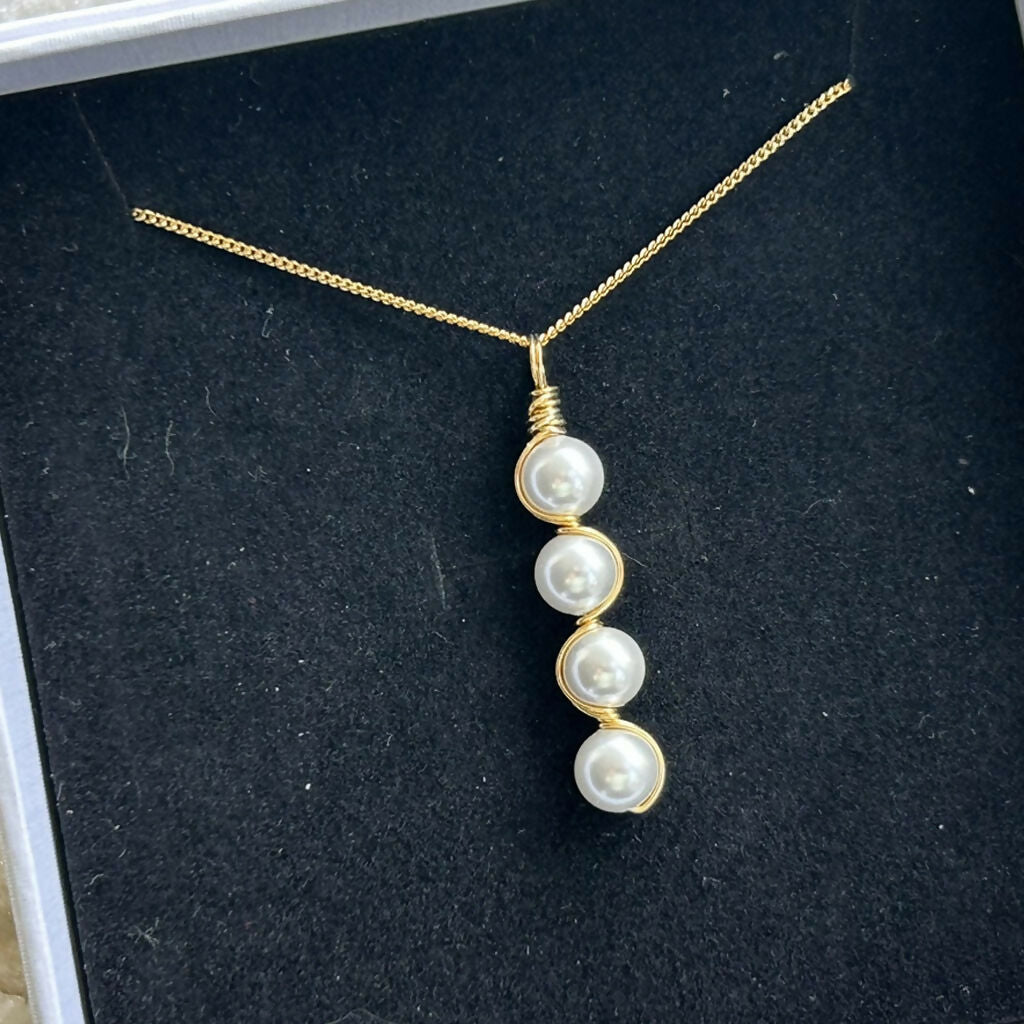 Handmade Gold Vermeil Shell Pearl Drop Necklace