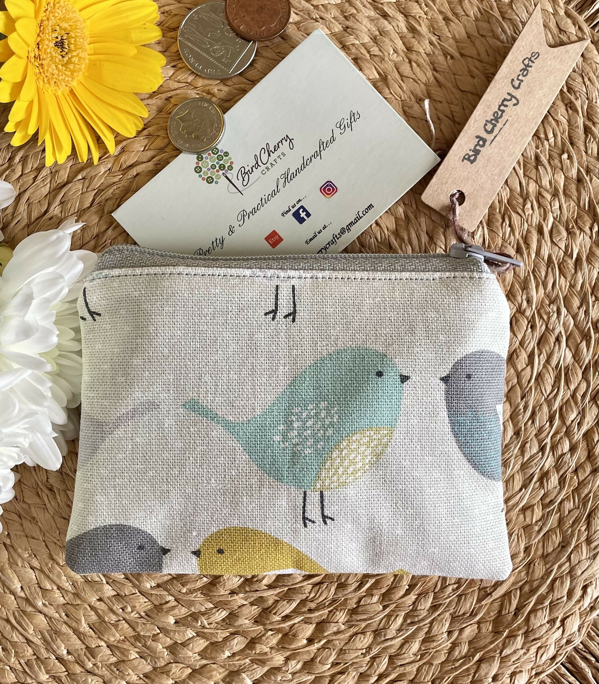 Scandi Bird Print Coin Purse