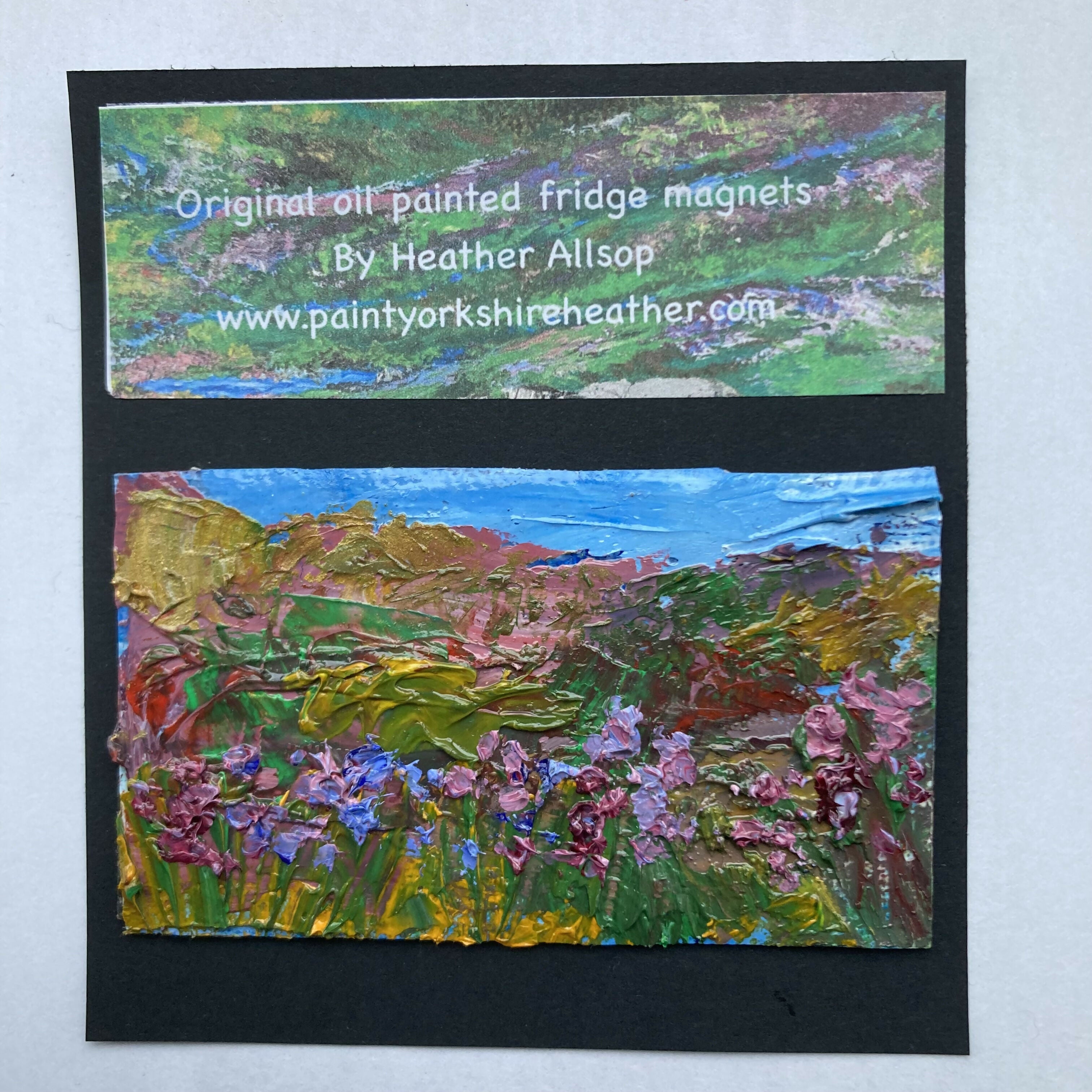Heather In The Dales Mini Oil Painting Fridge Magnet