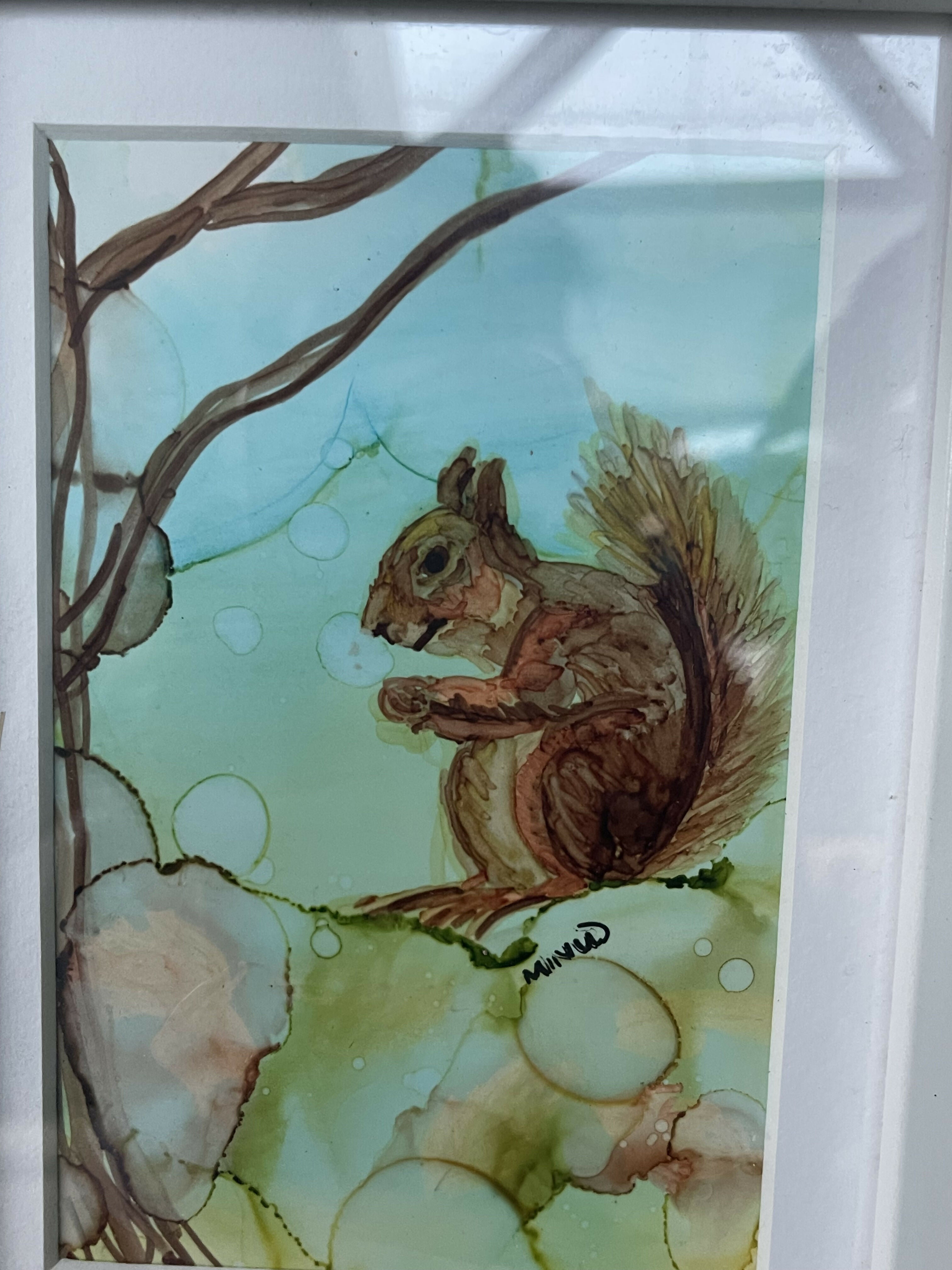 Busy Squirrel Squirreling Away! - Original Painting