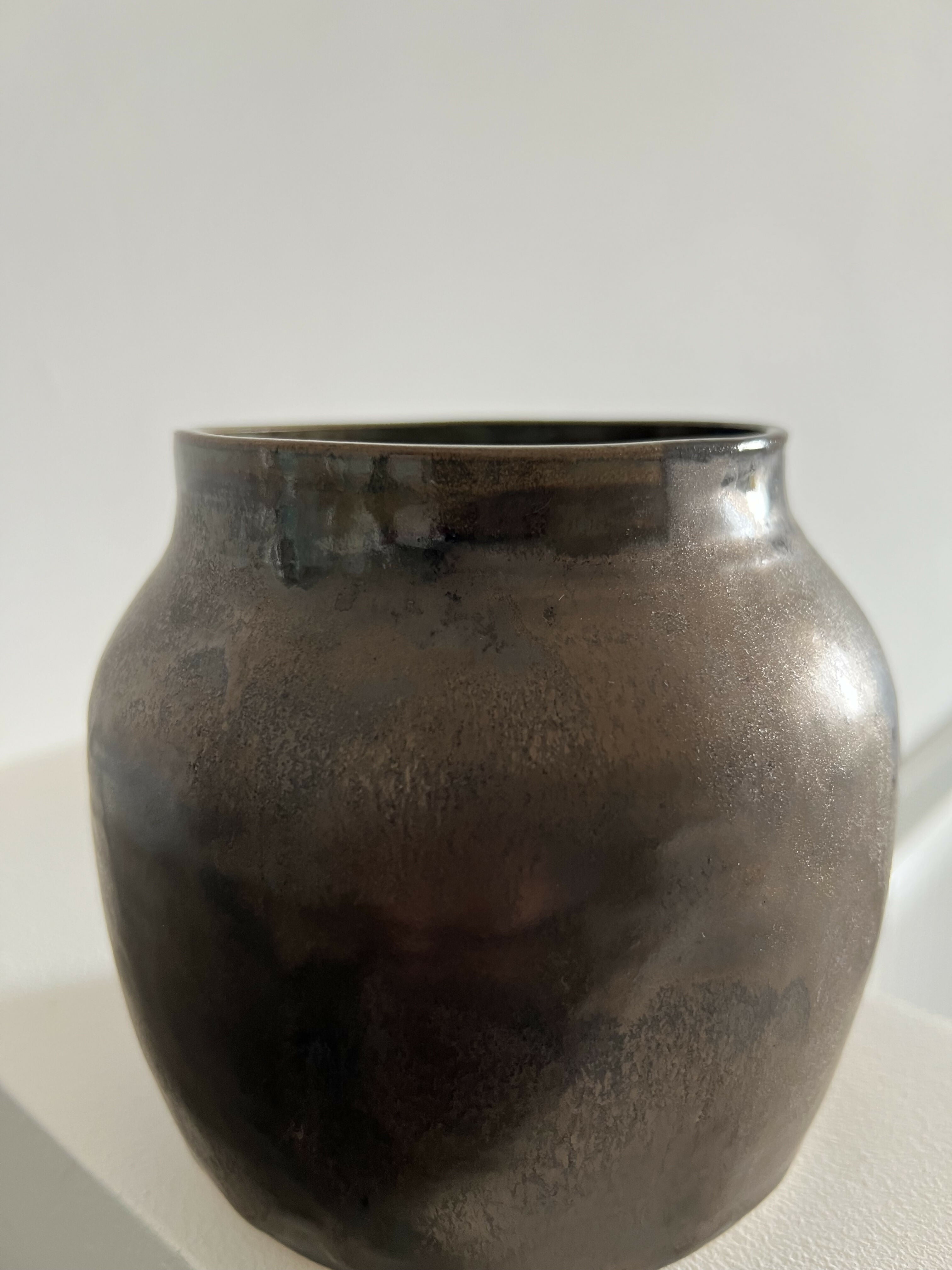 ANTIQUE BRASS CERAMIC VESSEL