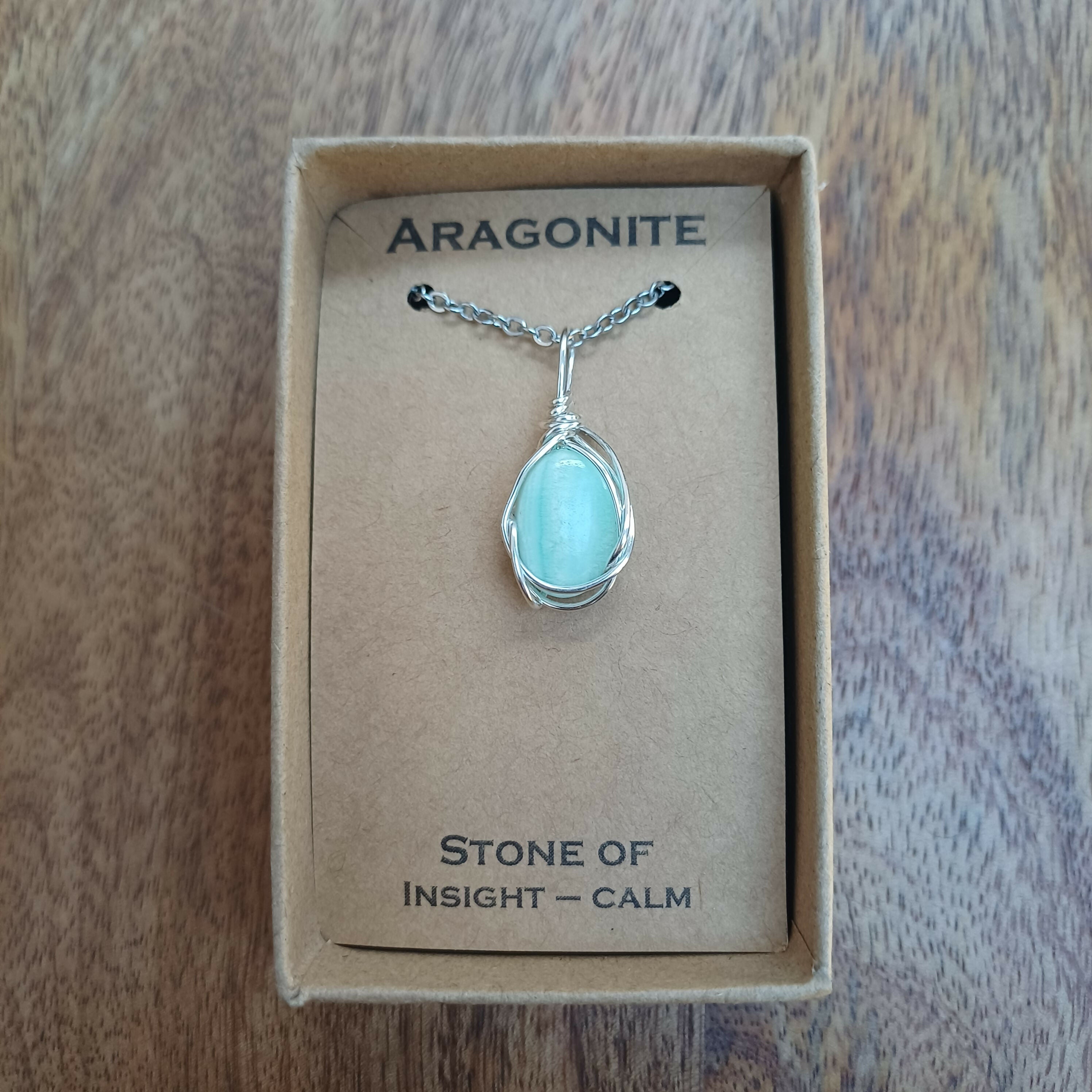 Aragonite Wire Wrapped Pendant
