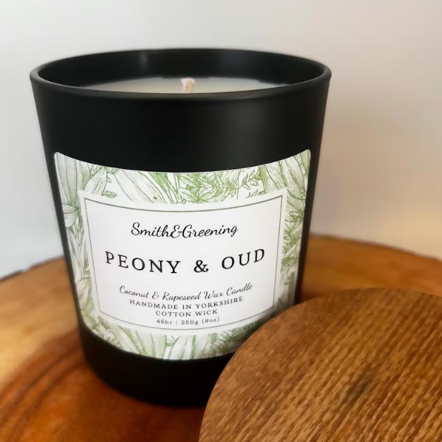 Hand Poured Peony & Oud Coconut Wax Candle