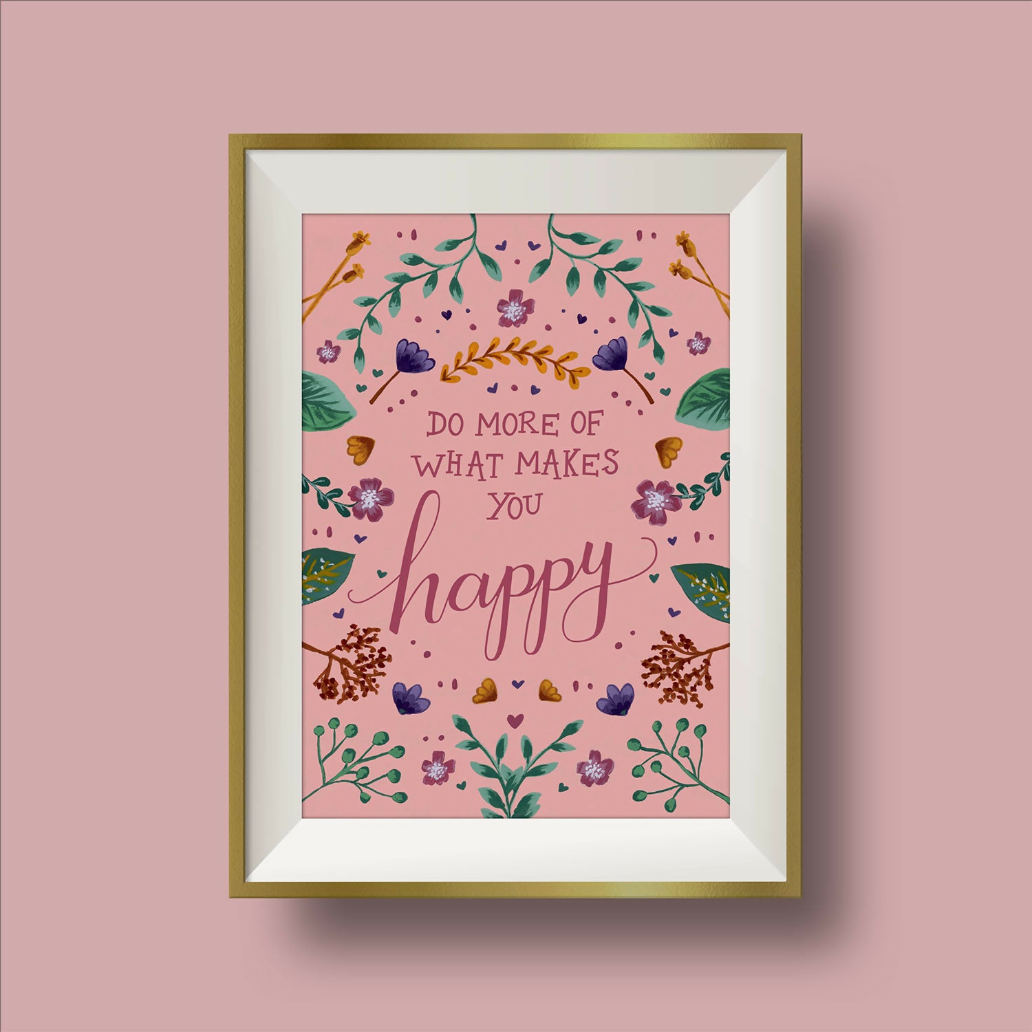 Feel Good Floral Art Print Pink A4