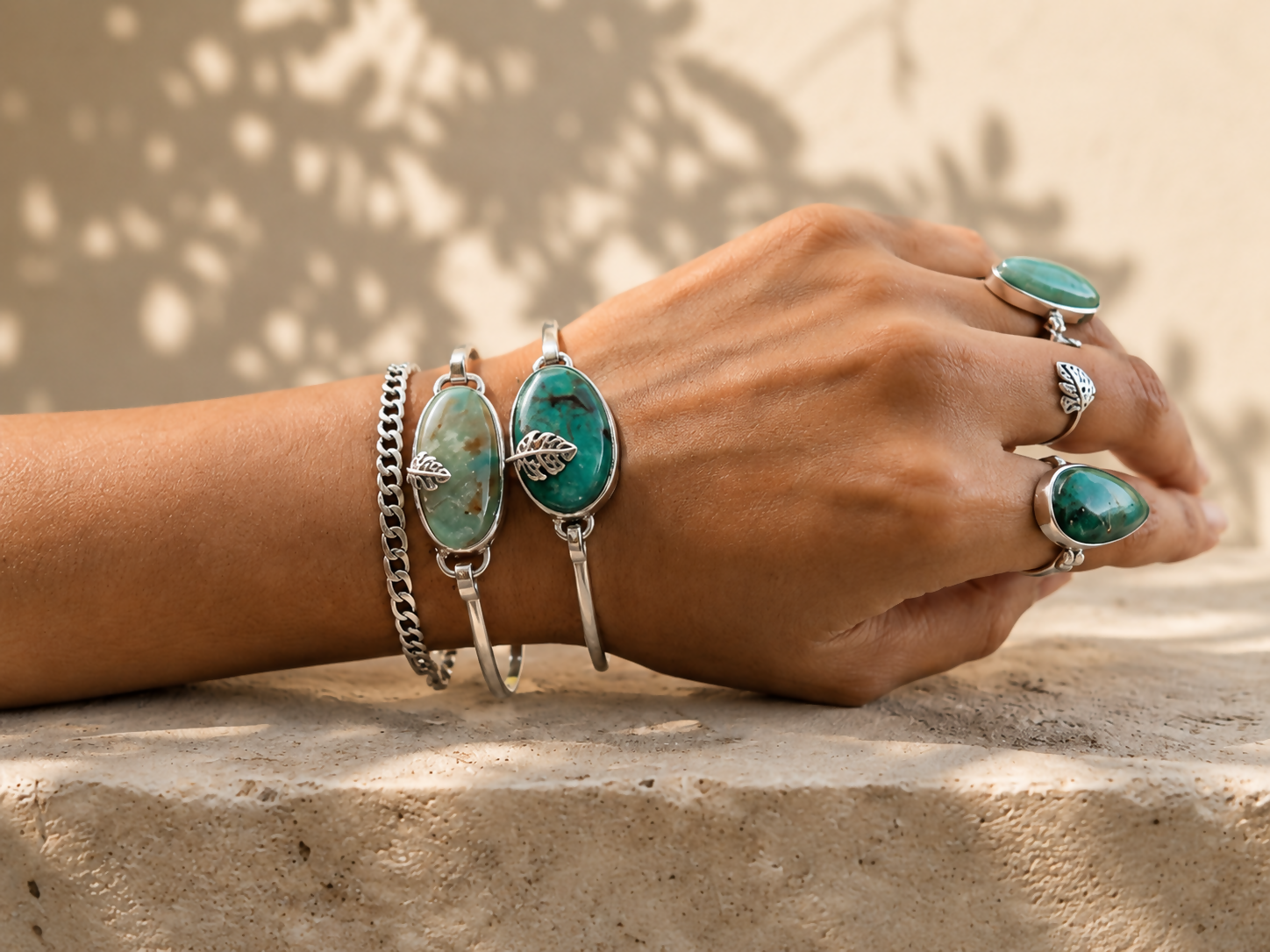 Monstera Chrysoprase Bangle