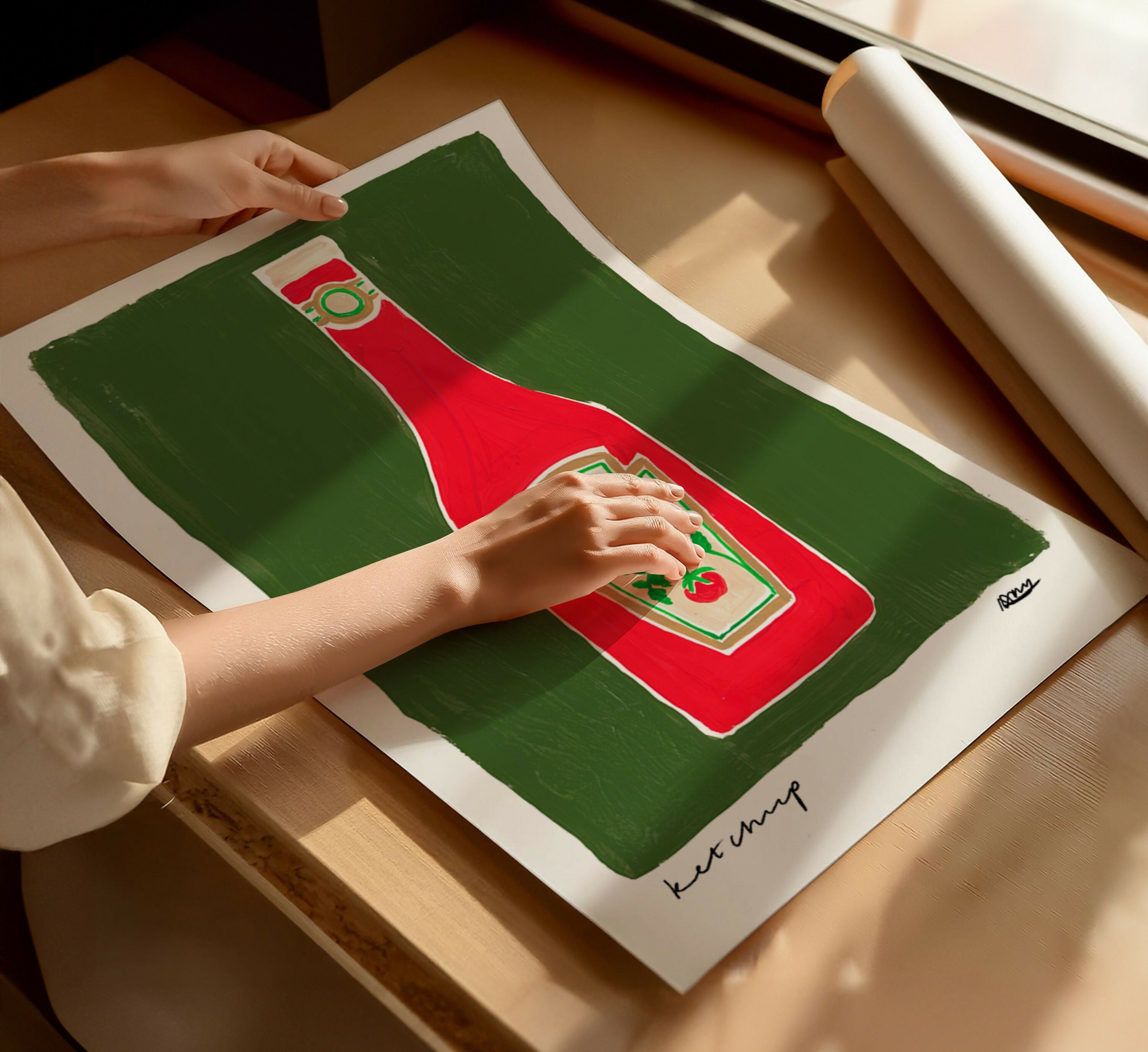 Ketchup Hand Painted Art Print