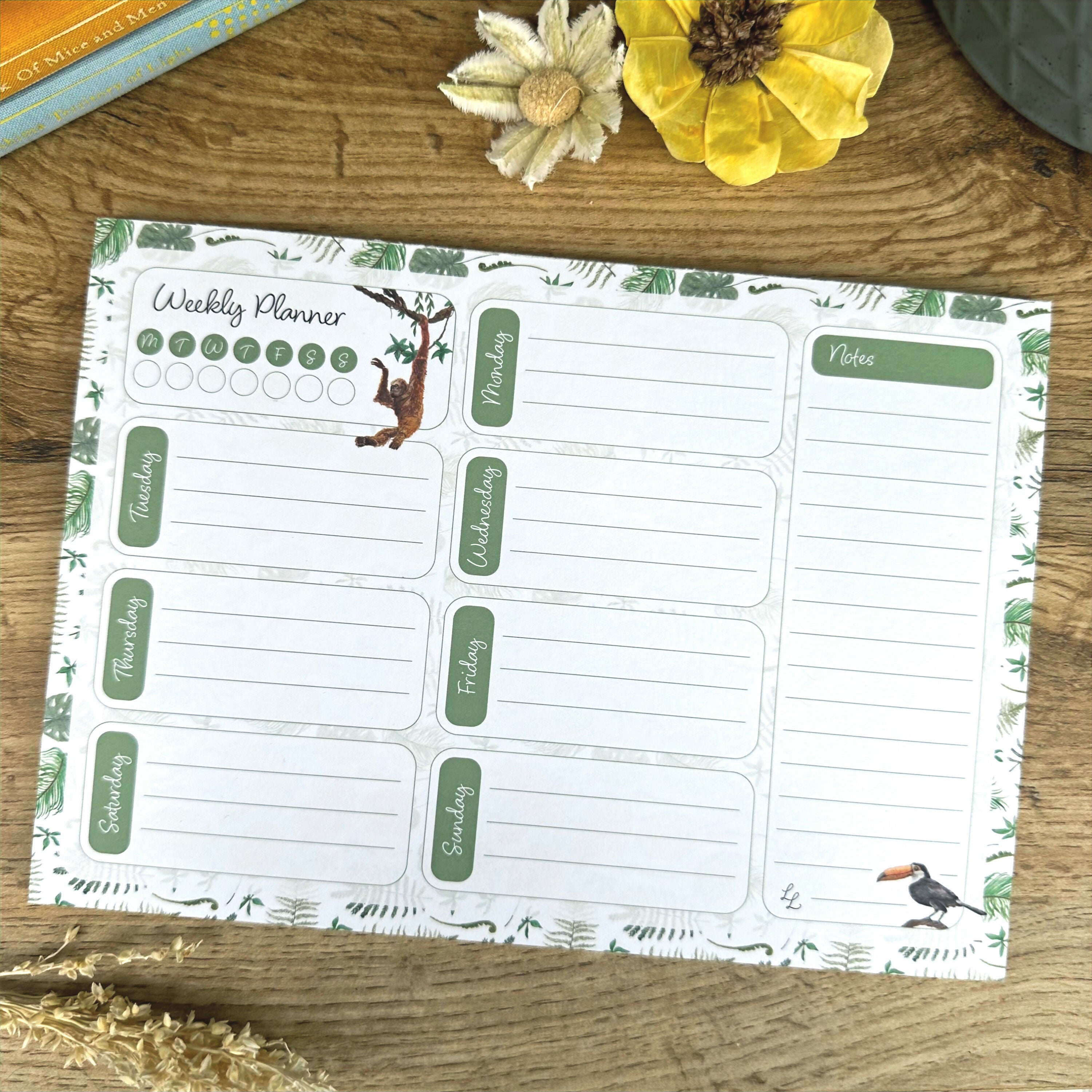 A5 50 Page Rainforest Weekly Planner Pad