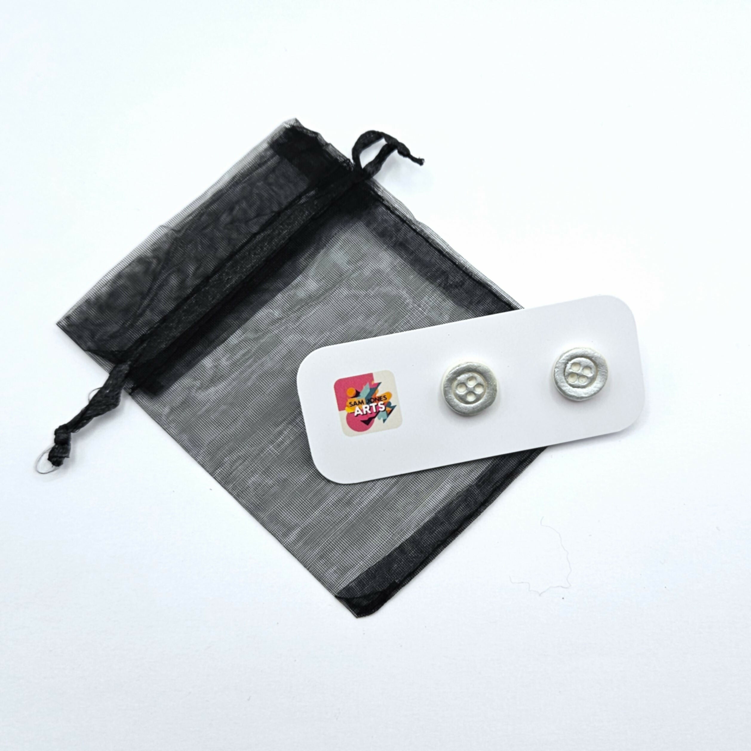 PORCELAIN BUTTON STYLE STUD EARRINGS