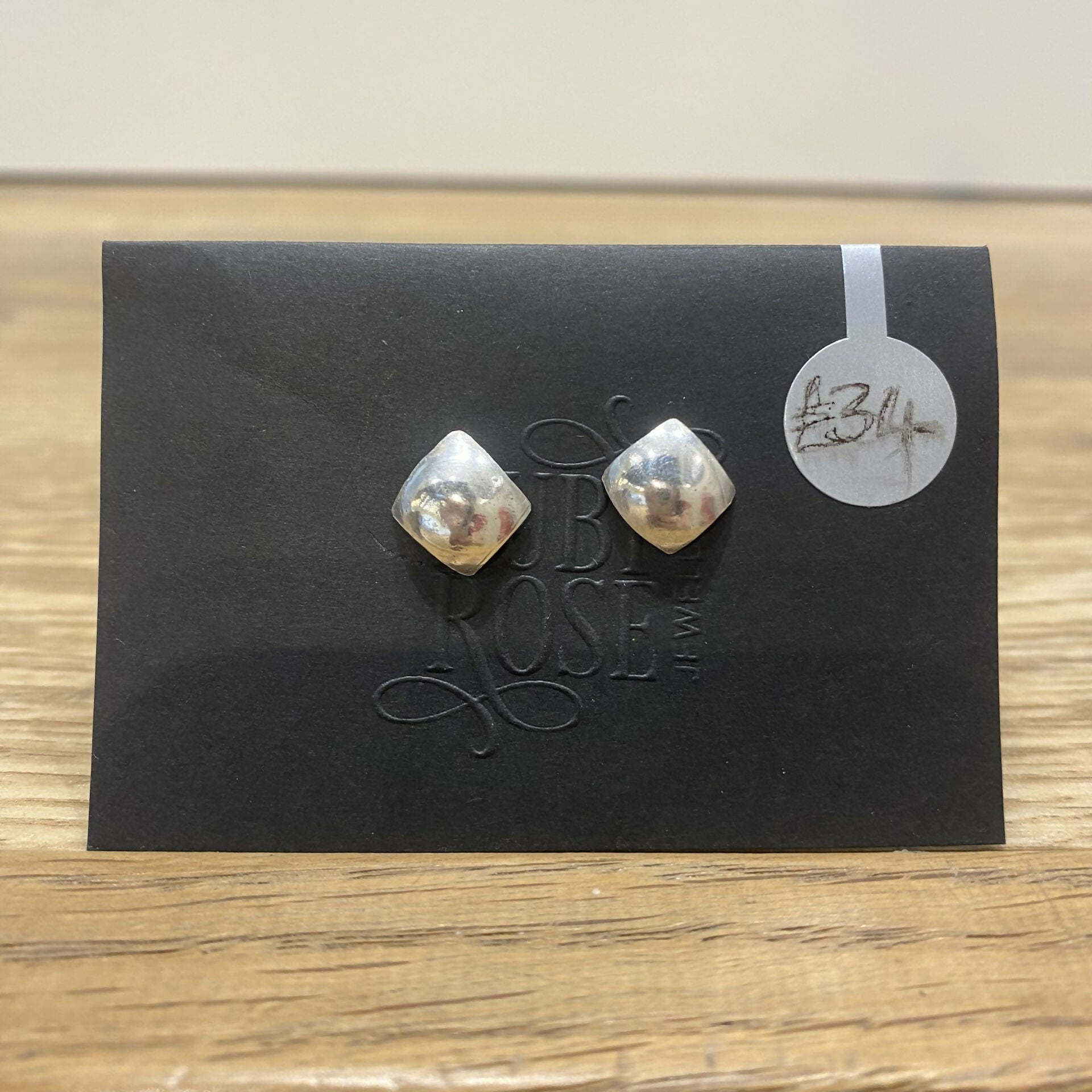 Silver Domed Square Earrings