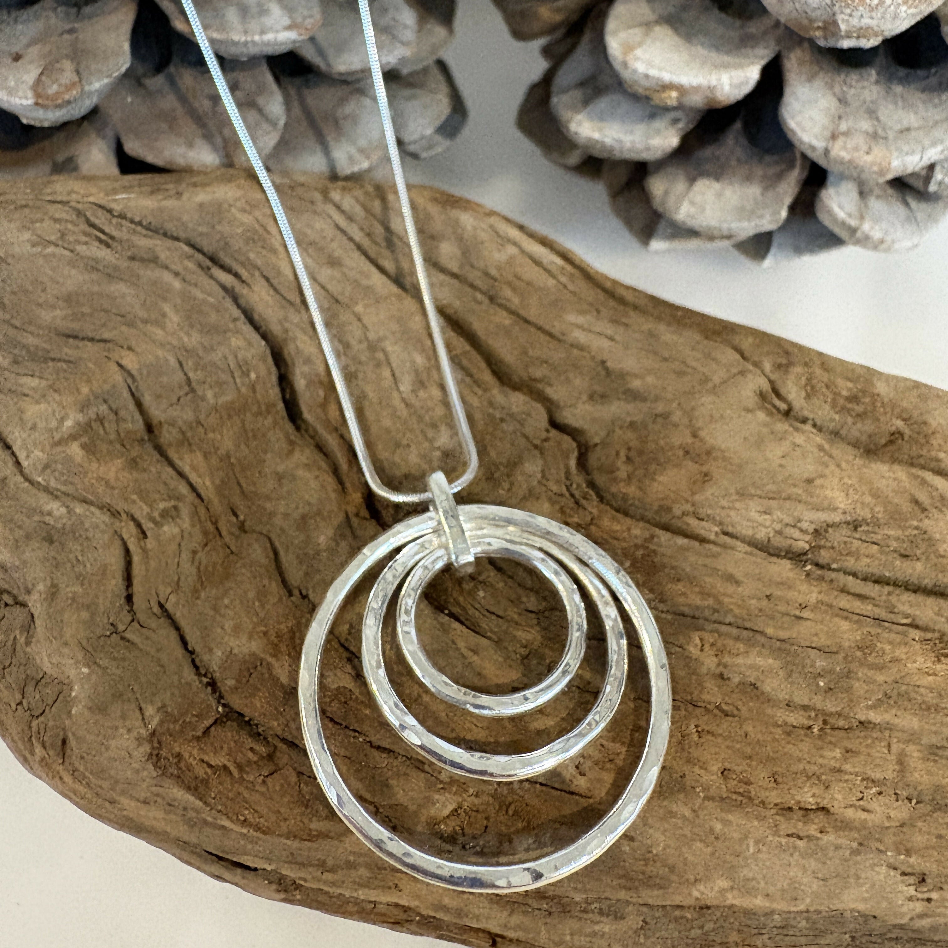 Sterling Silver 3 Circle Pendant Necklace
