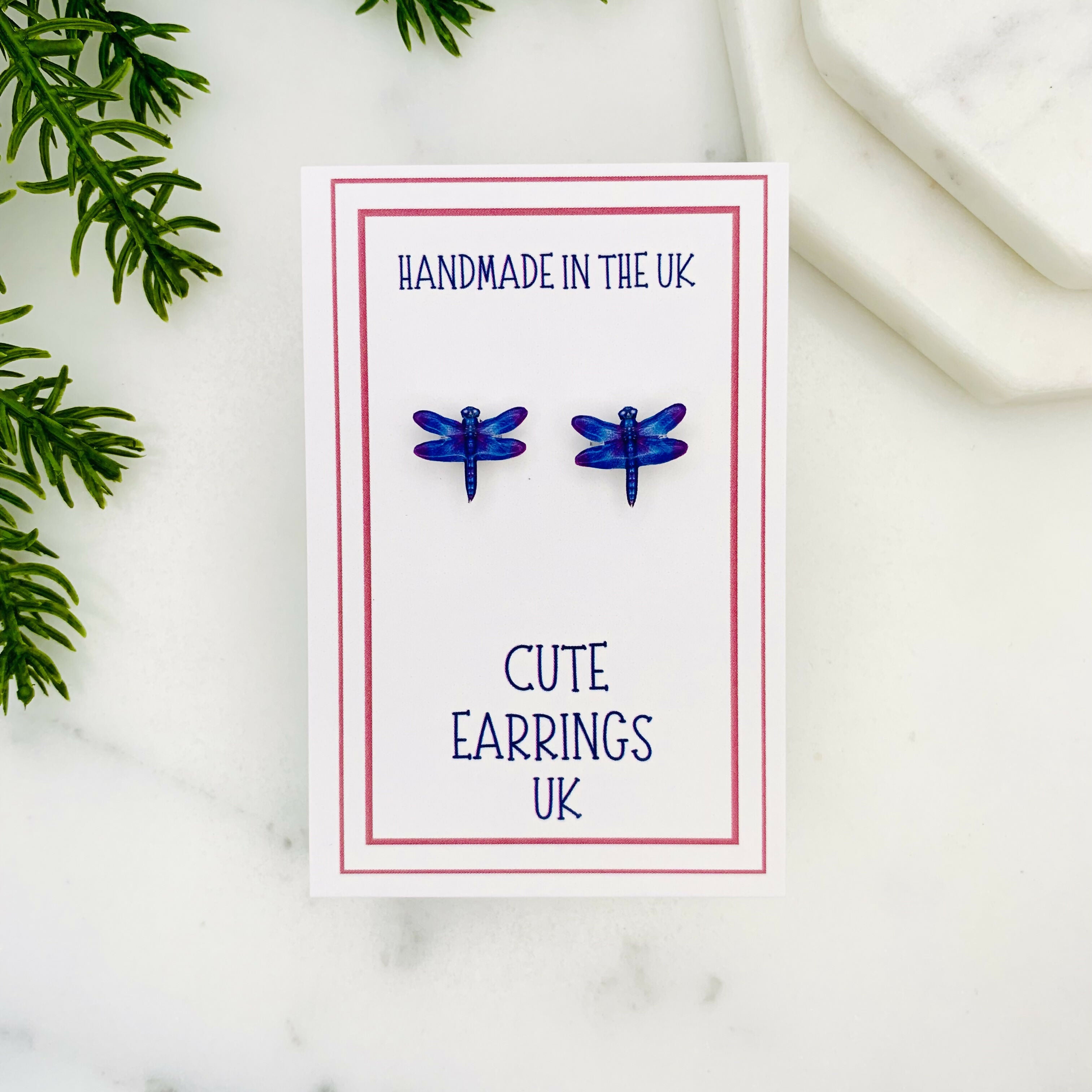 Blue Dragonfly Stud Earrings