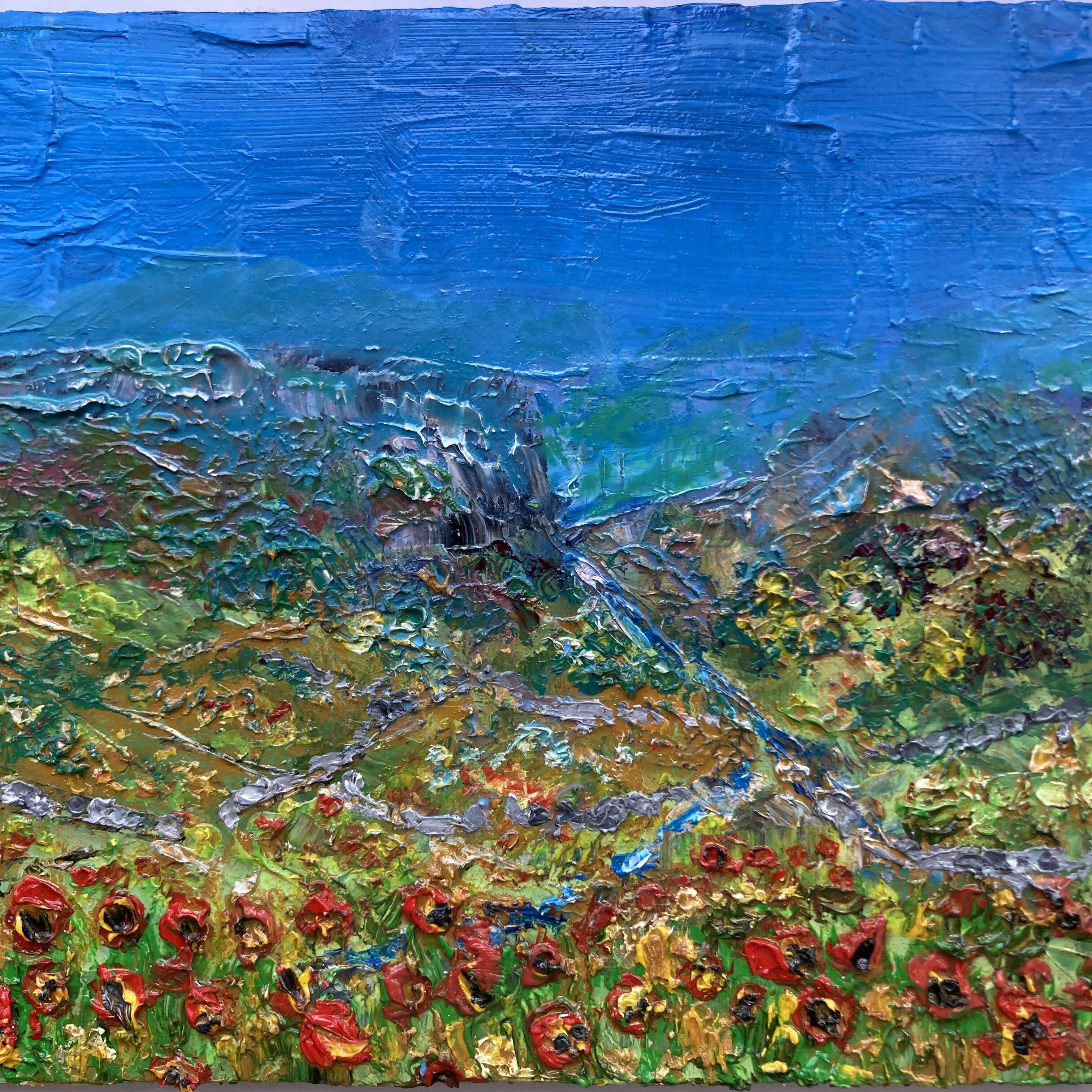 Poppies By The Beck In Corn Original Oil Painting On Canvas