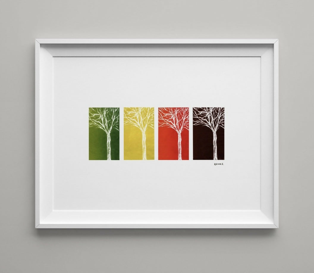 Seasons Tree Lino Print