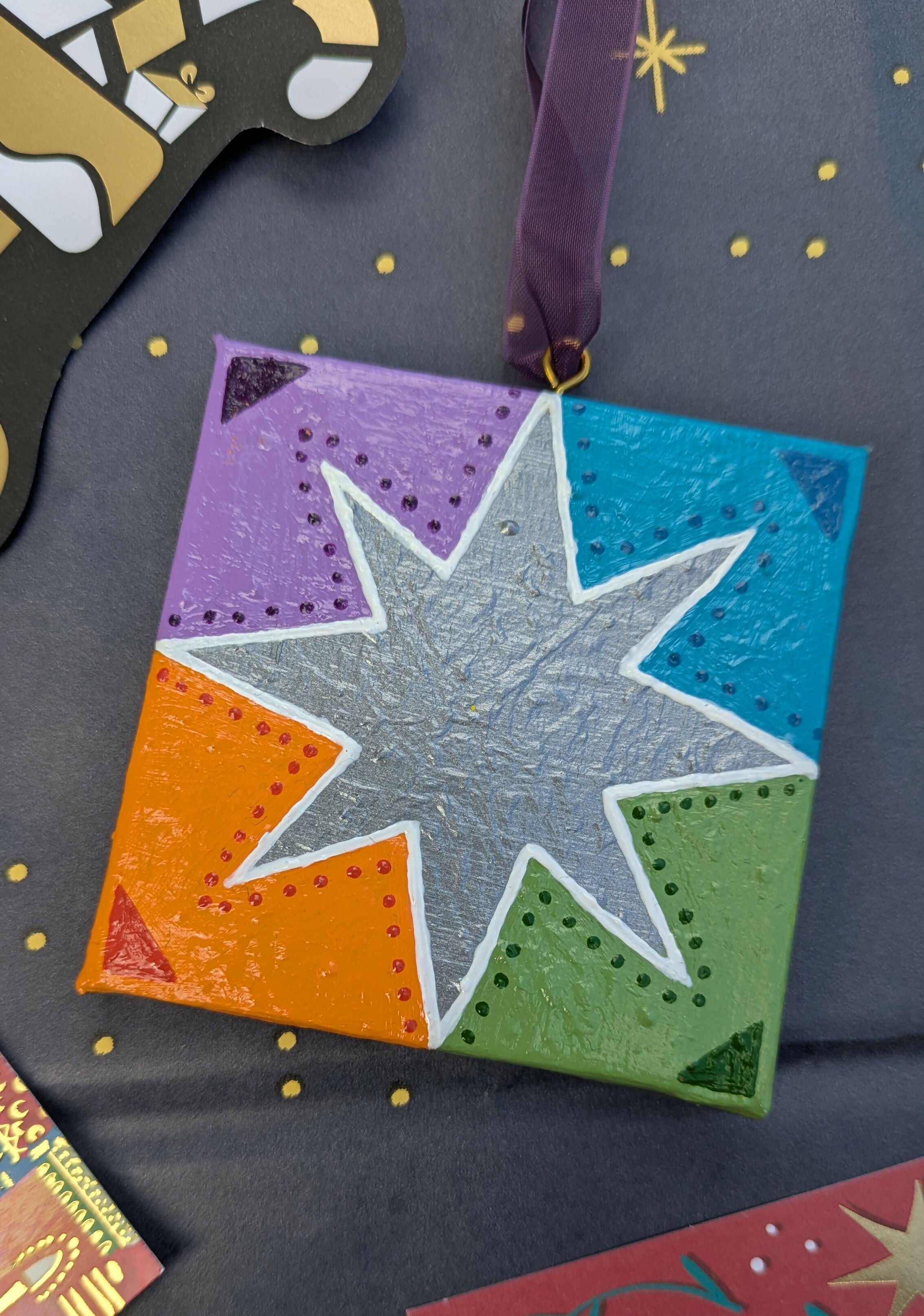 Mini Canvas Star Christmas Decoration